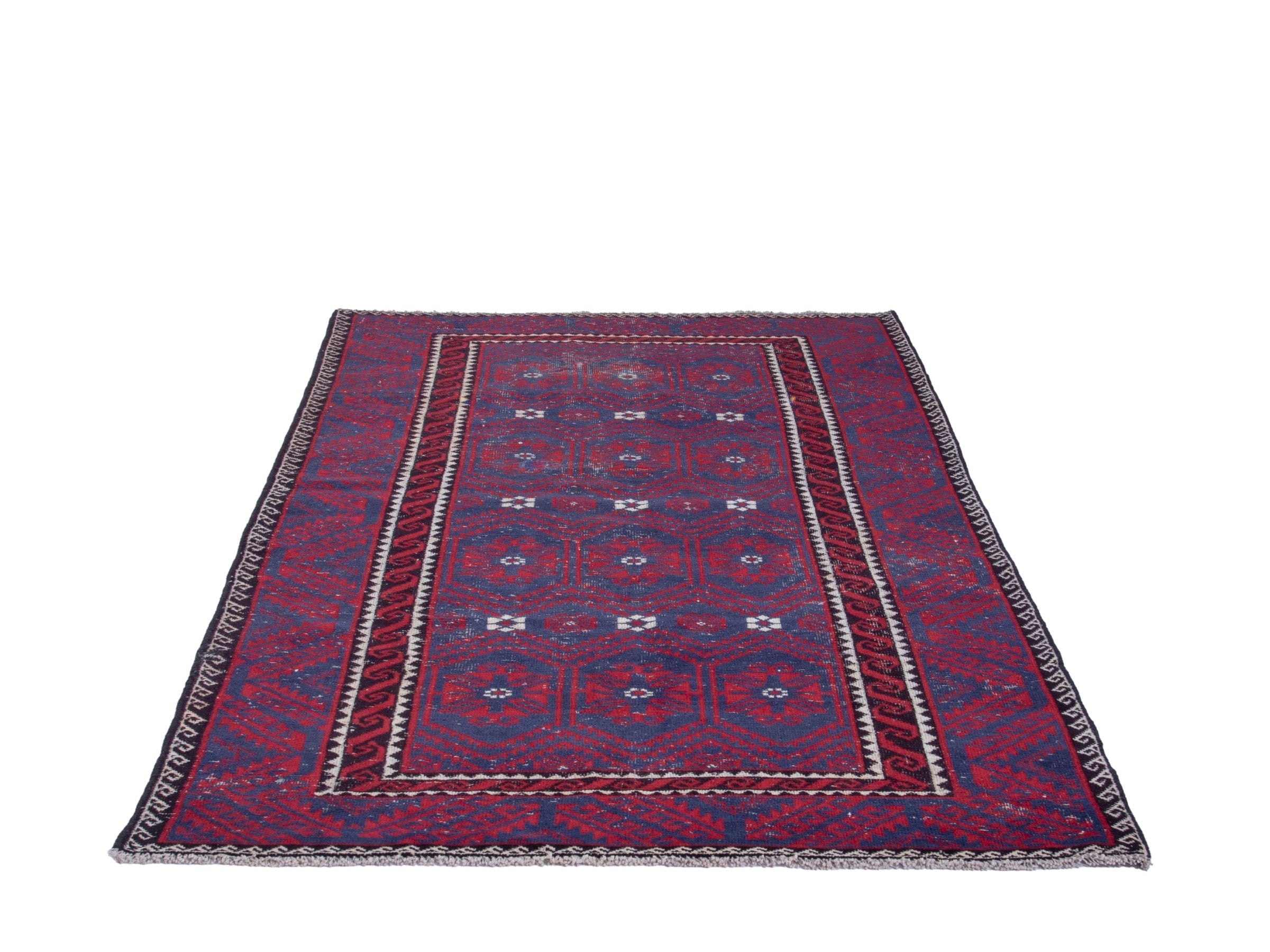 Persian Baluch area rug in burgundy and deep red, view 2 of 19