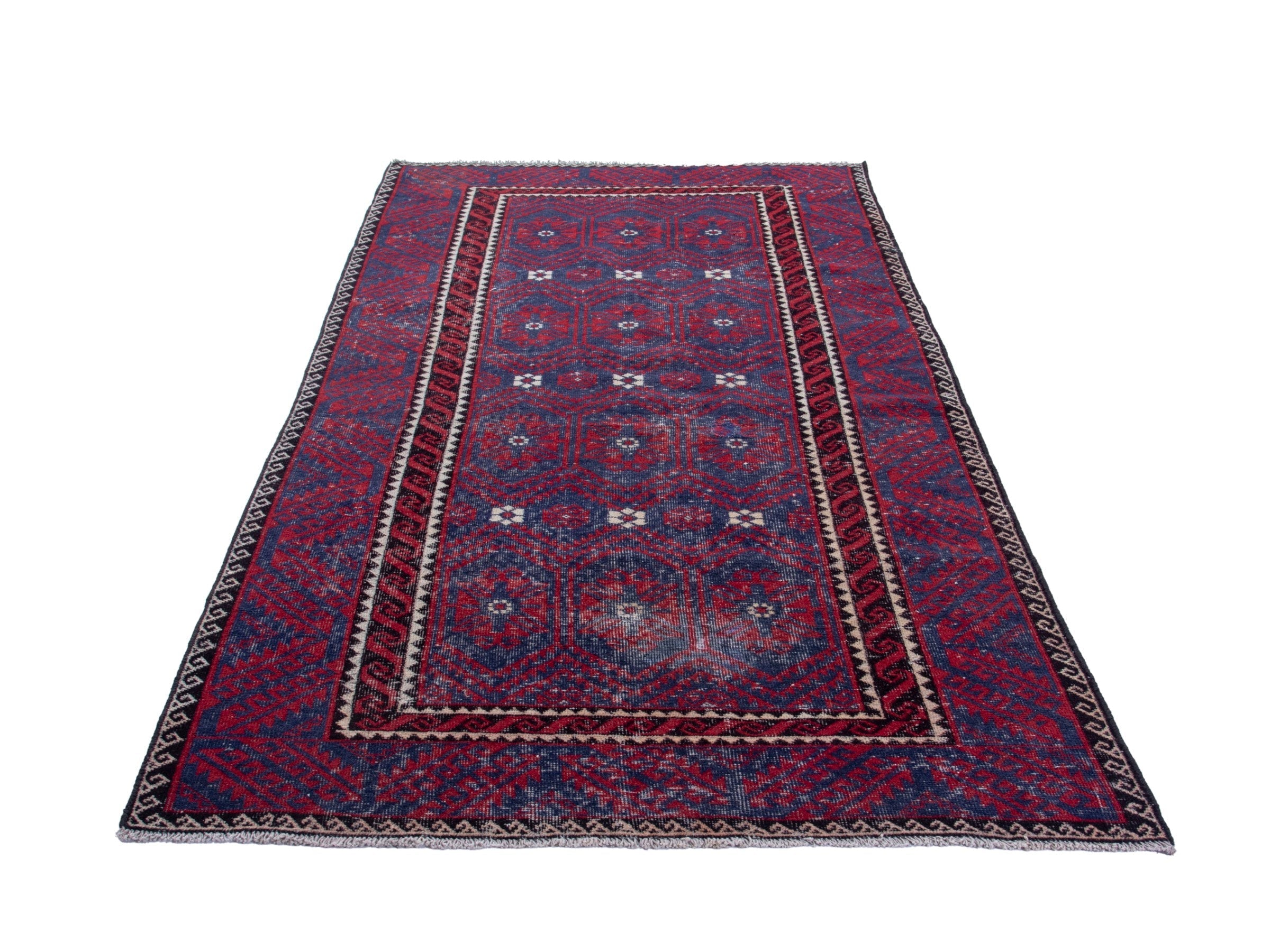 Persian Baluch area rug in burgundy and deep red, view 3 of 19