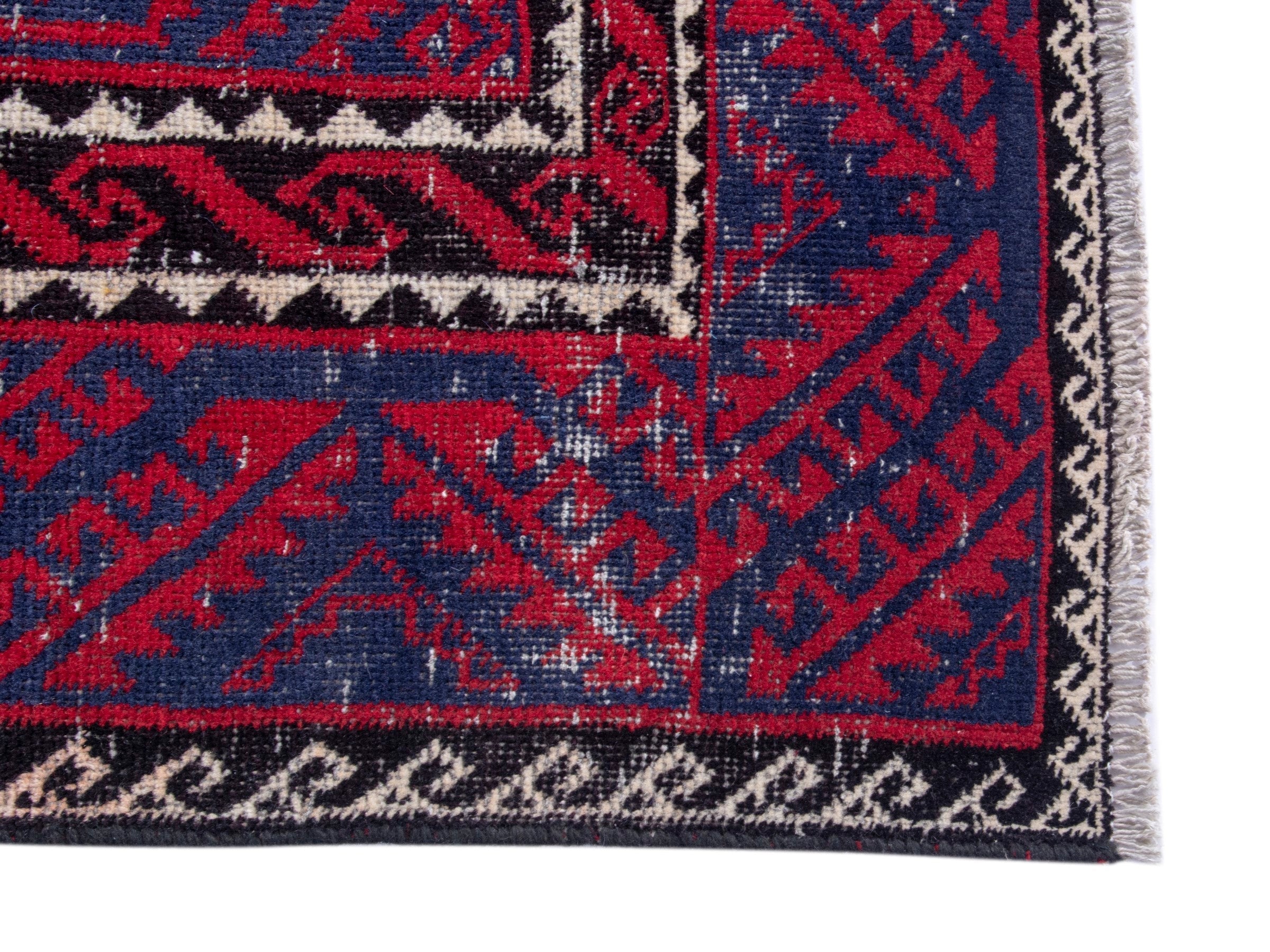 Persian Baluch area rug in burgundy and deep red, view 10 of 19