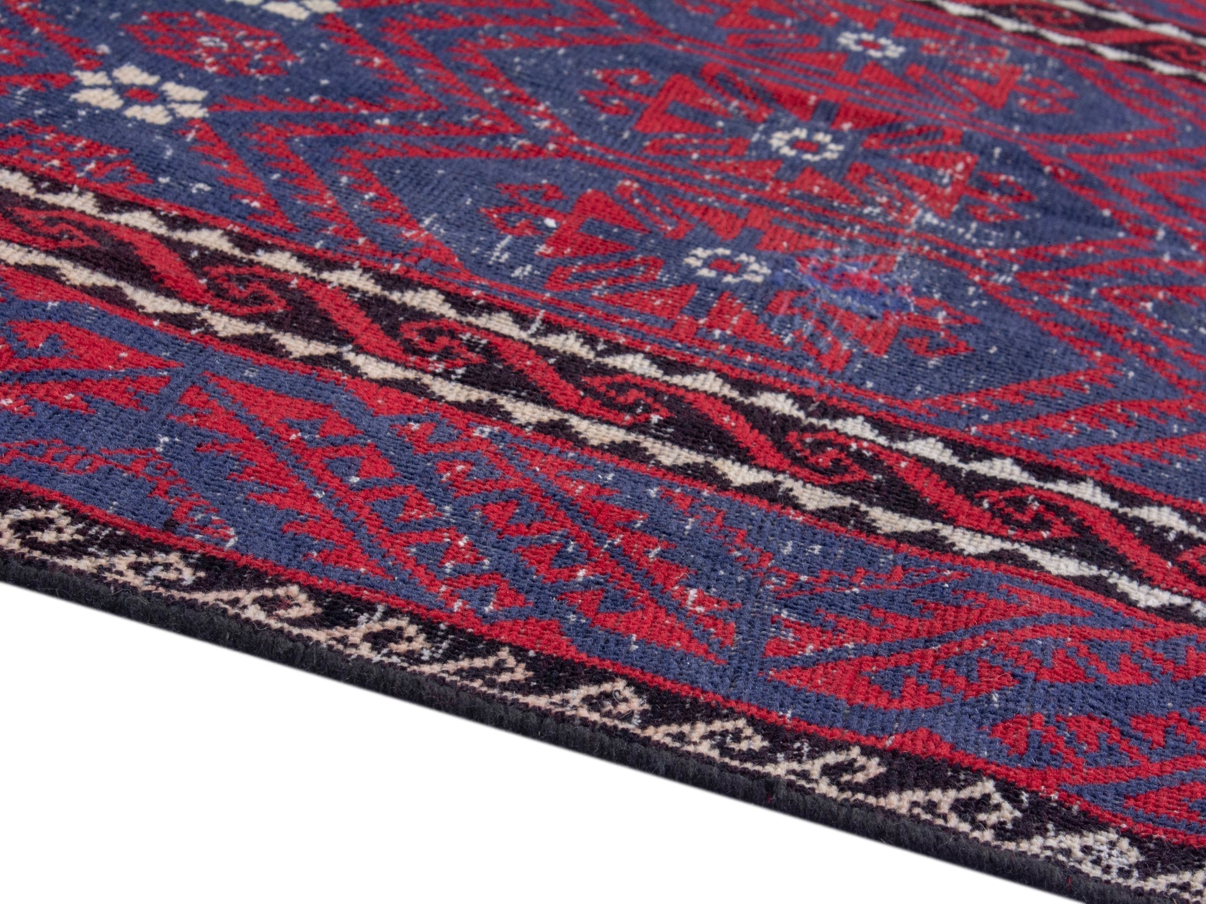Persian Baluch area rug in burgundy and deep red, view 6 of 19