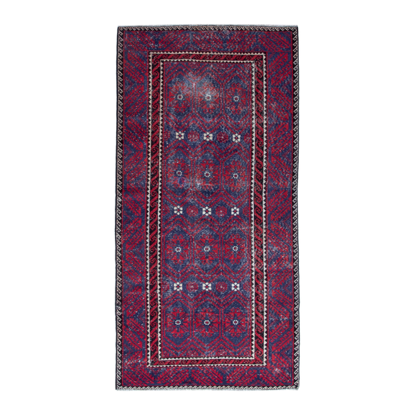 Persian Baluch runner rug in burgundy and deep red, 4'5" x 9'