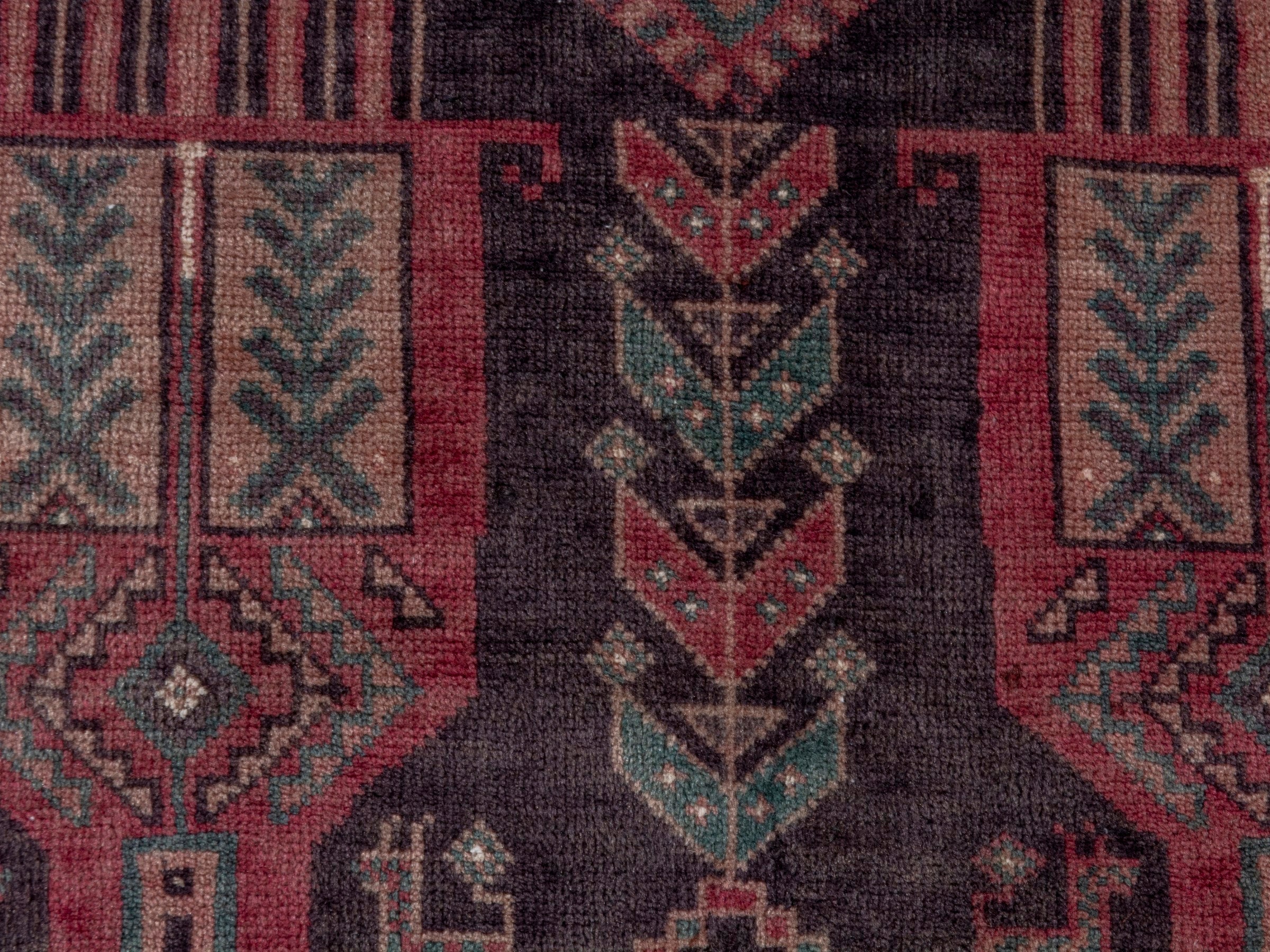 Persian Baluch area rug in burgundy and terracotta, view 14 of 18
