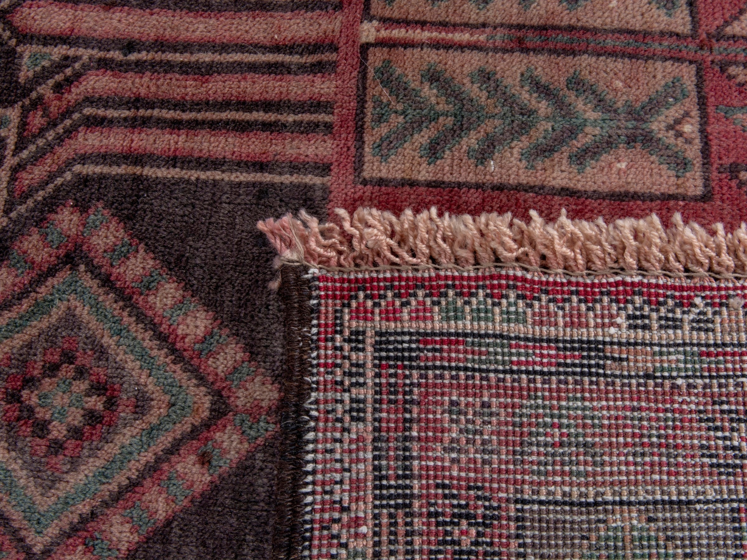 Persian Baluch area rug in burgundy and terracotta, view 18 of 18
