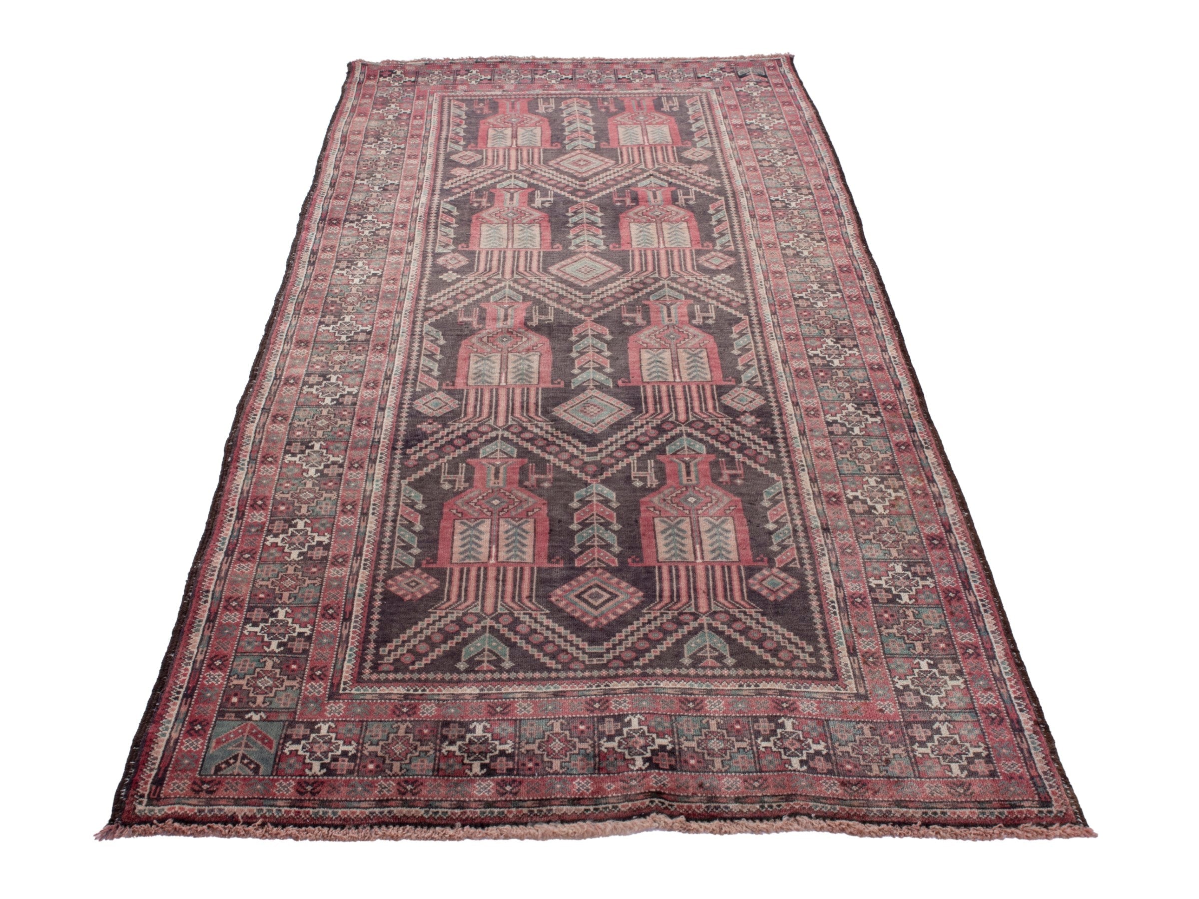 Persian Baluch area rug in burgundy and terracotta, view 3 of 18