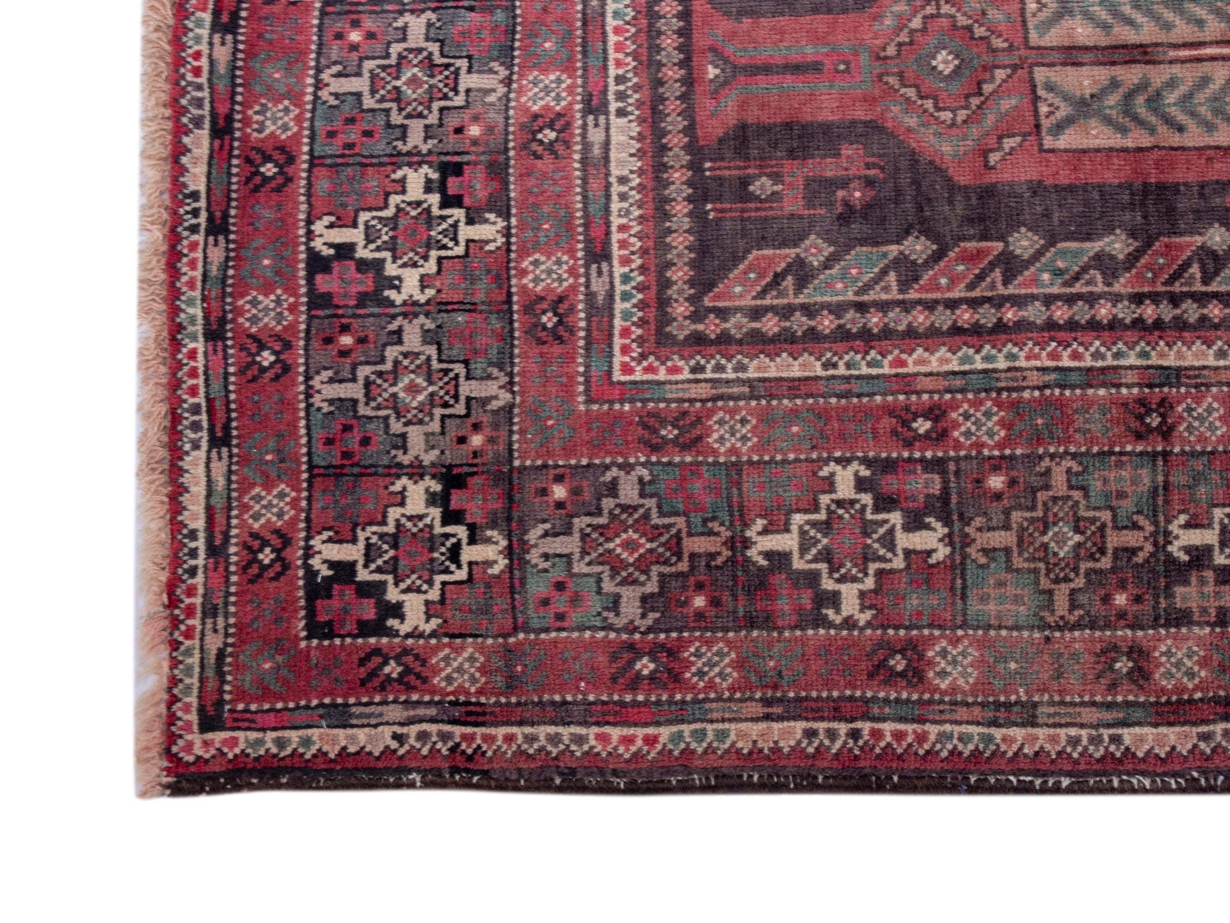 Persian Baluch area rug in burgundy and terracotta, view 10 of 18