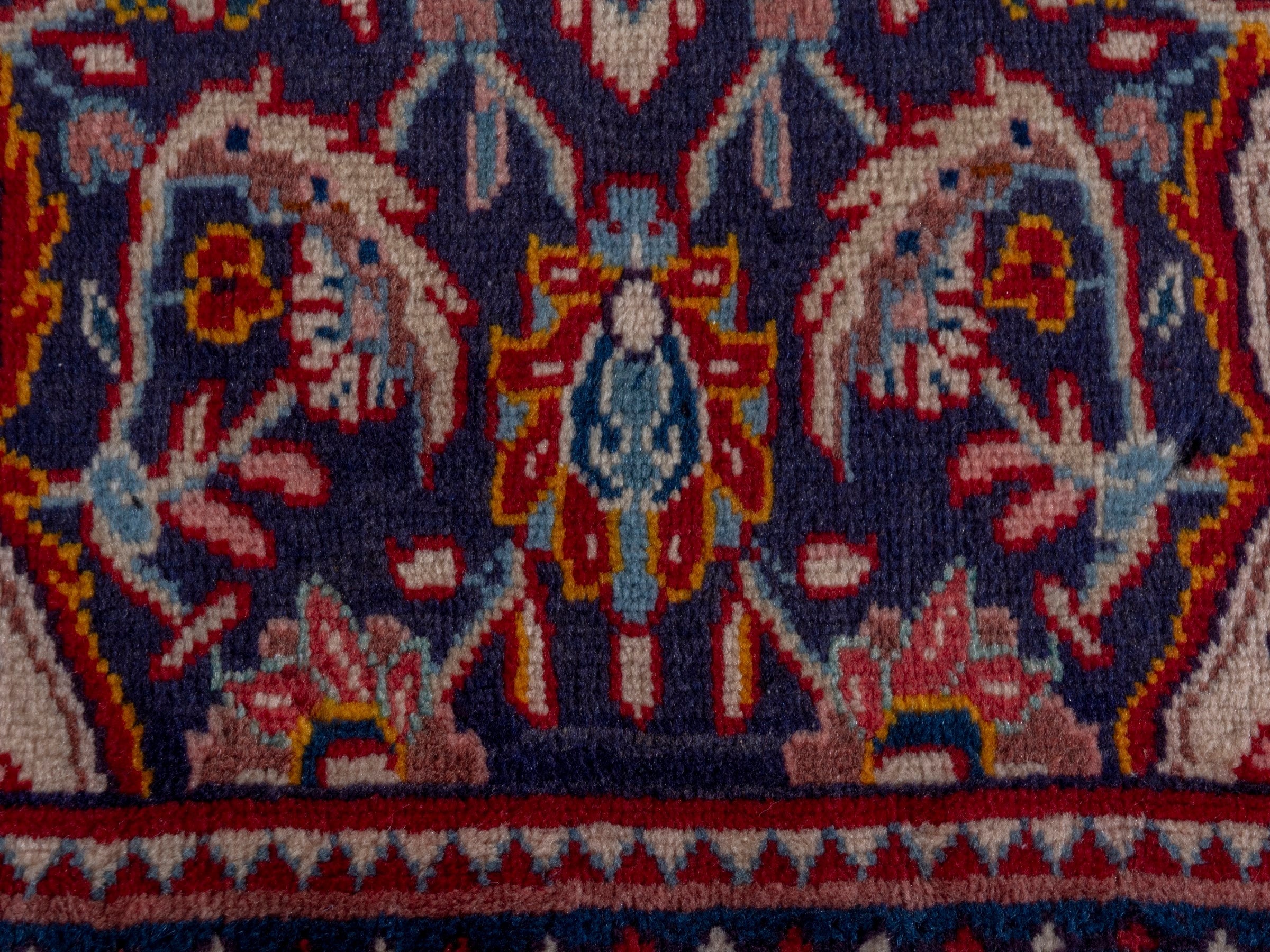 Persian Mahal area rug in navy and deep red, view 12 of 21