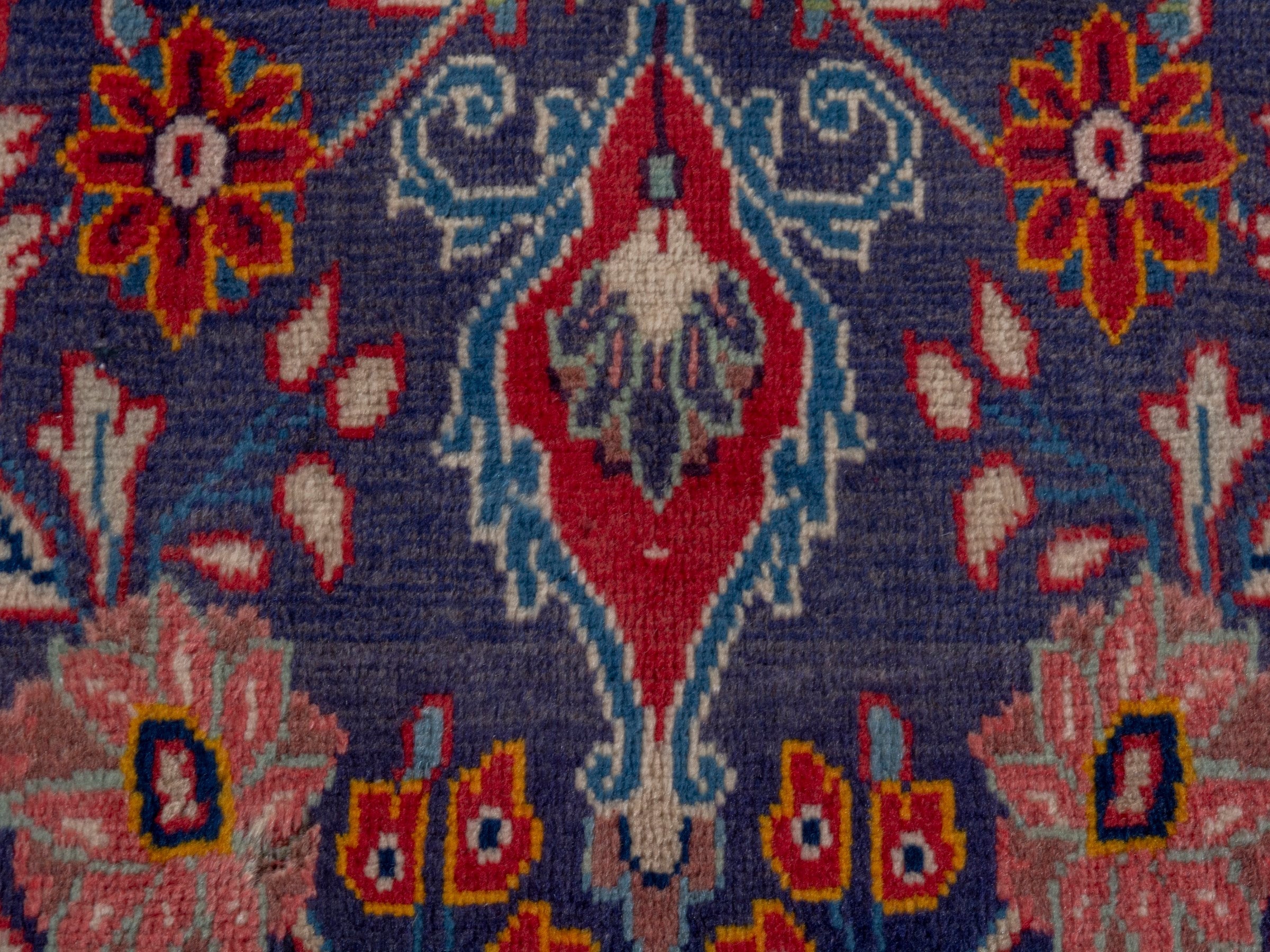 Persian Mahal area rug in navy and deep red, view 13 of 21
