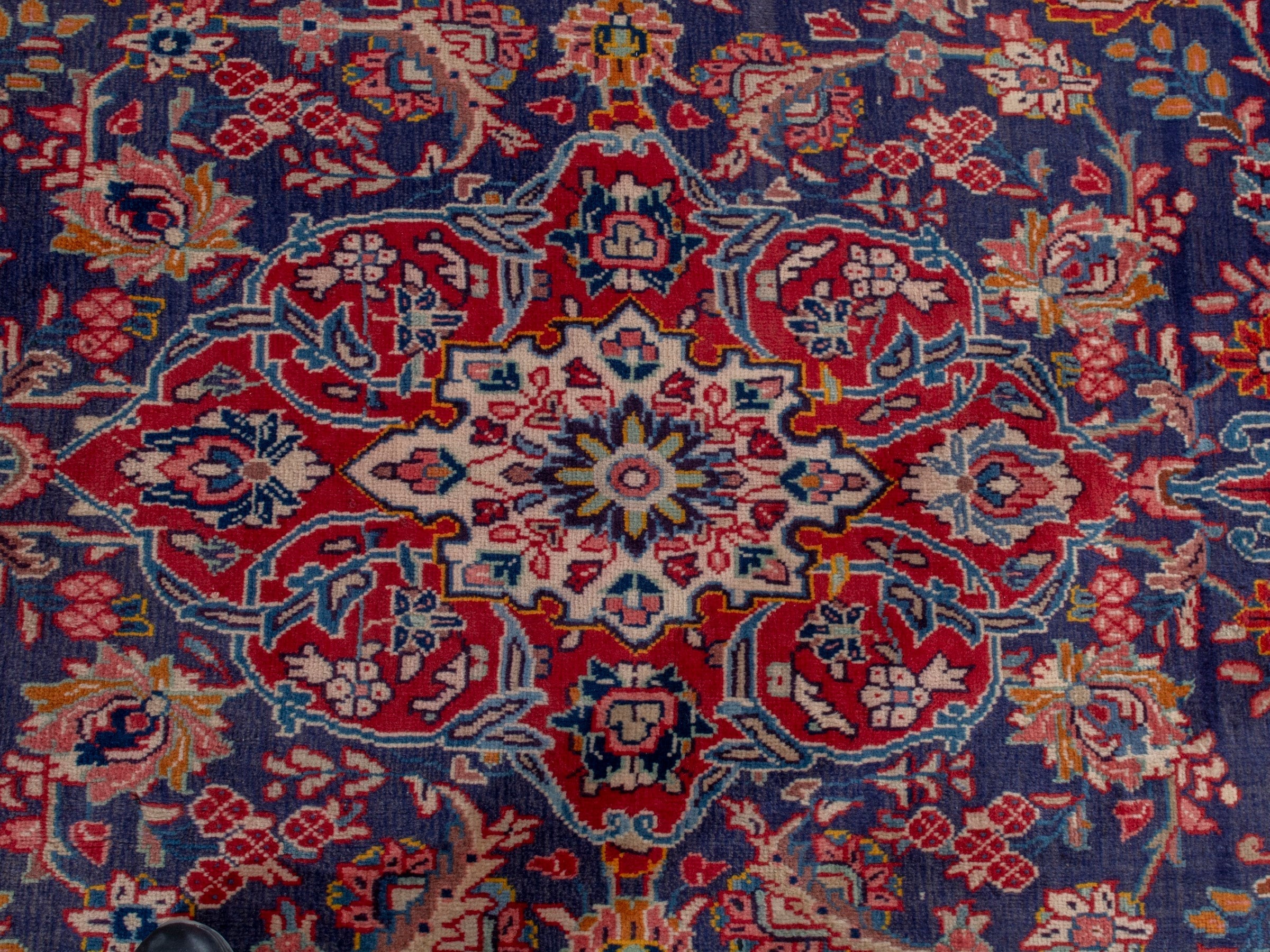 Persian Mahal area rug in navy and deep red, view 14 of 21