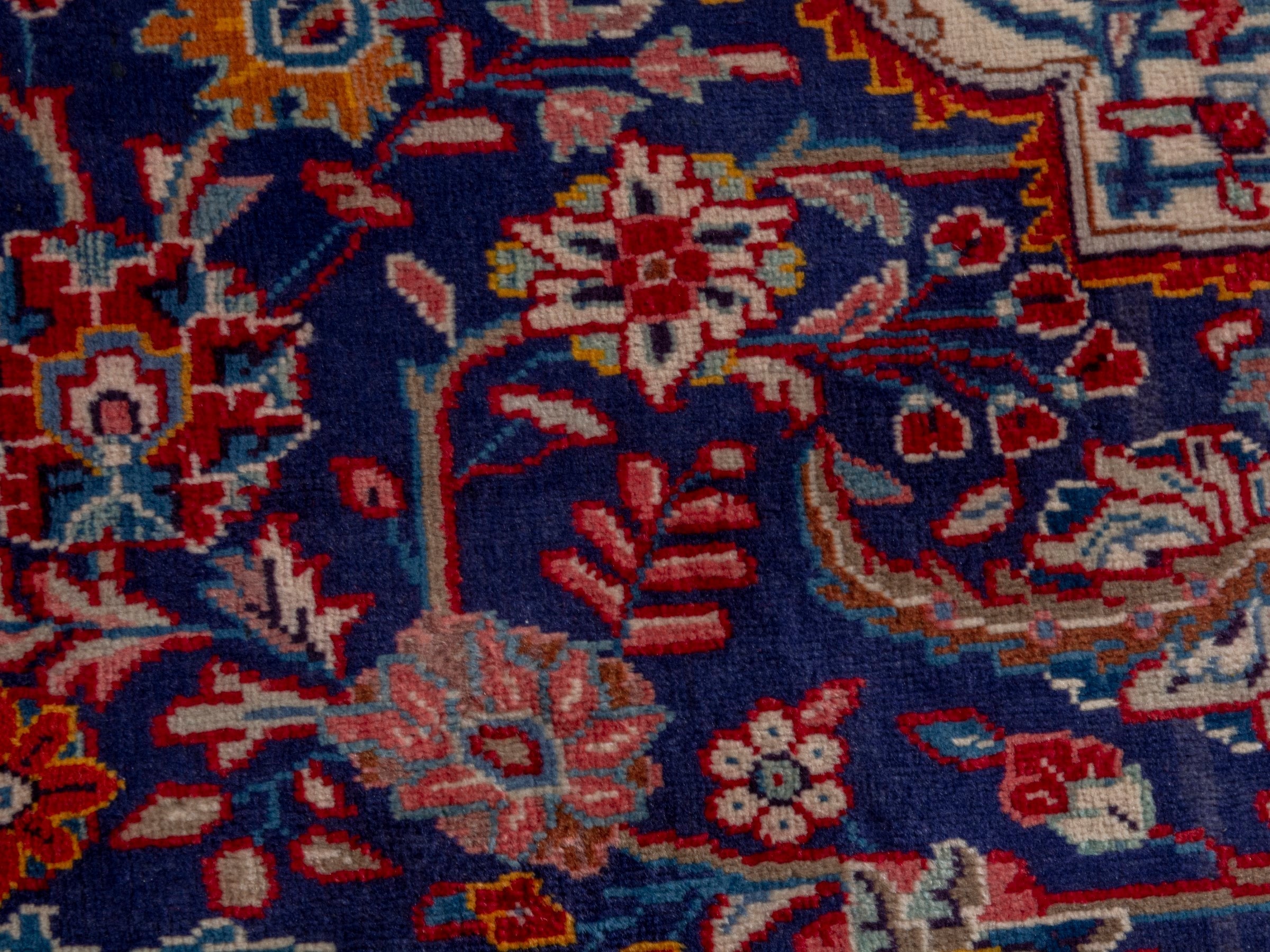 Persian Mahal area rug in navy and deep red, view 15 of 21