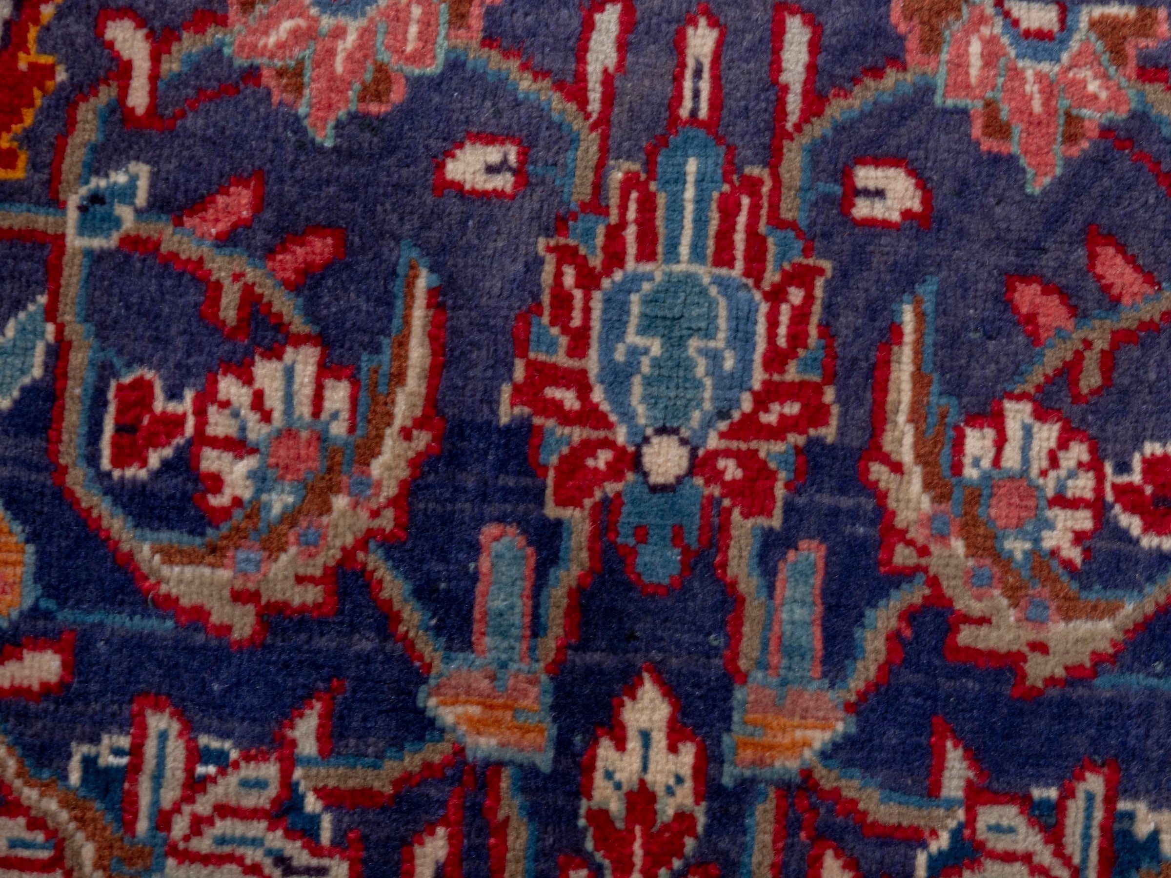 Persian Mahal area rug in navy and deep red, view 16 of 21