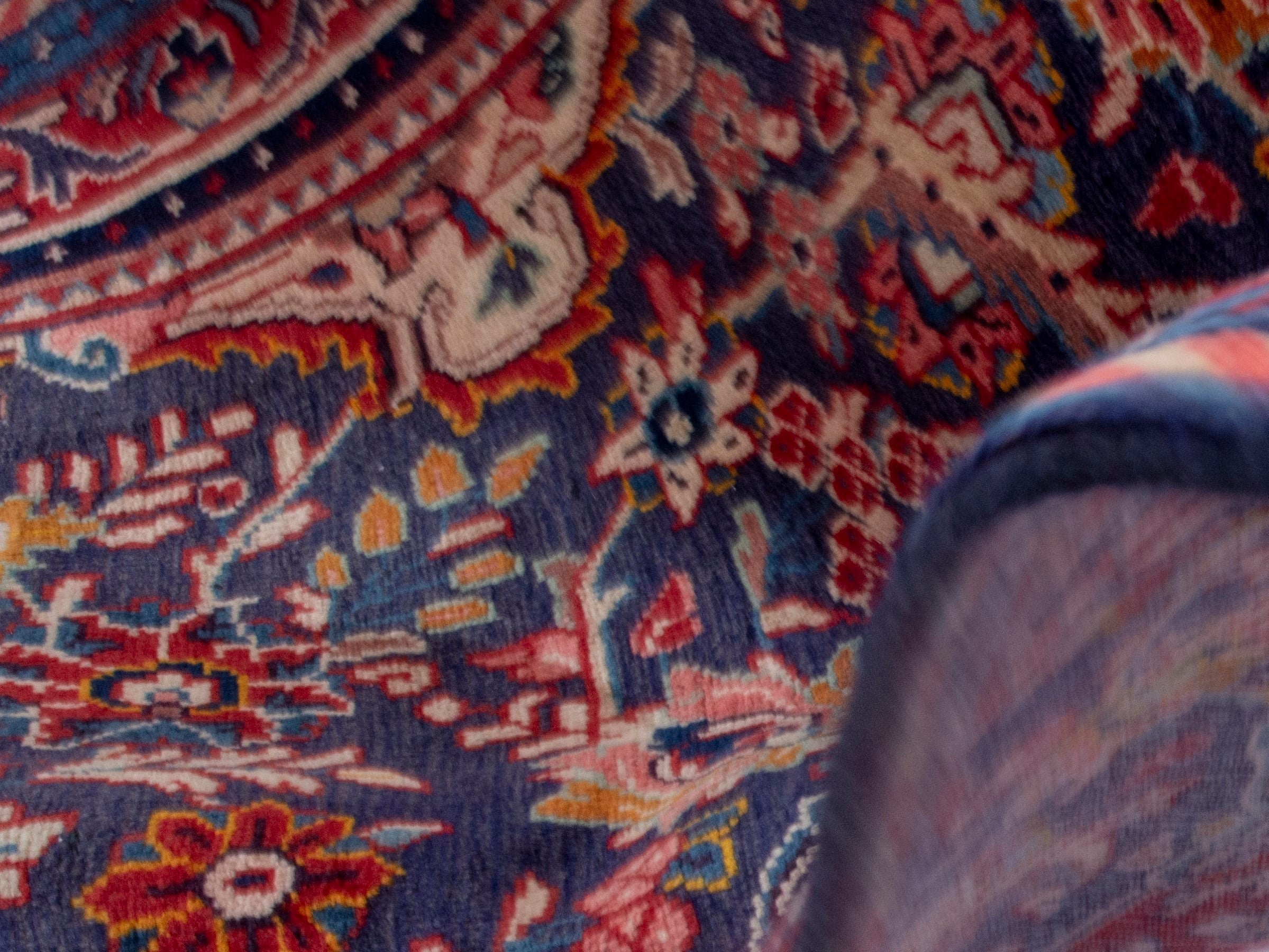 Persian Mahal area rug in navy and deep red, view 20 of 21