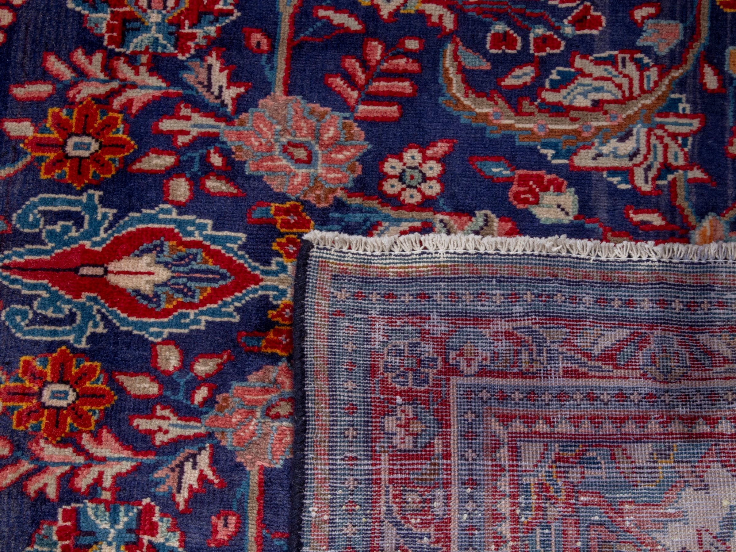 Persian Mahal area rug in navy and deep red, view 21 of 21