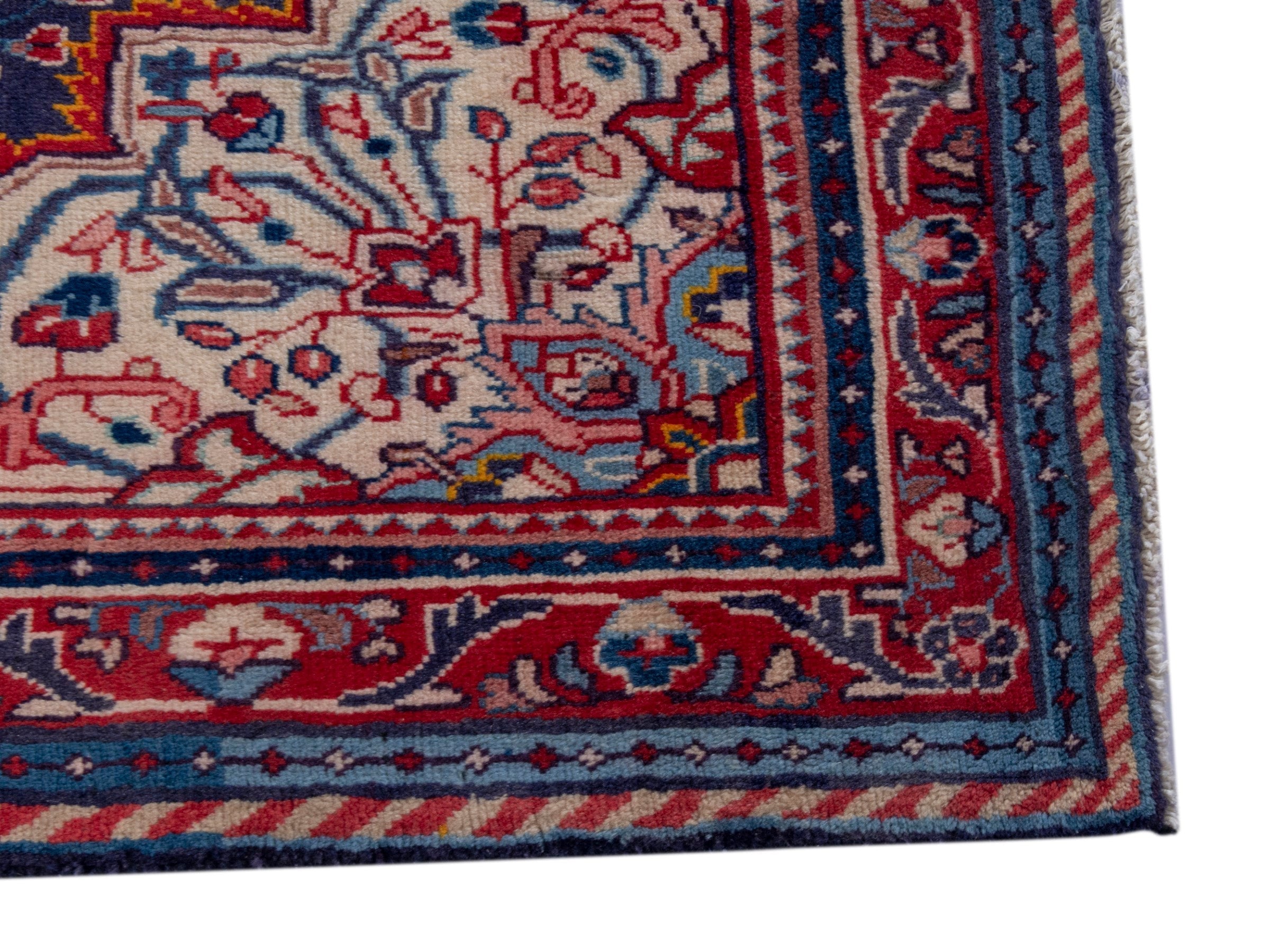 Persian Mahal area rug in navy and deep red, view 10 of 21