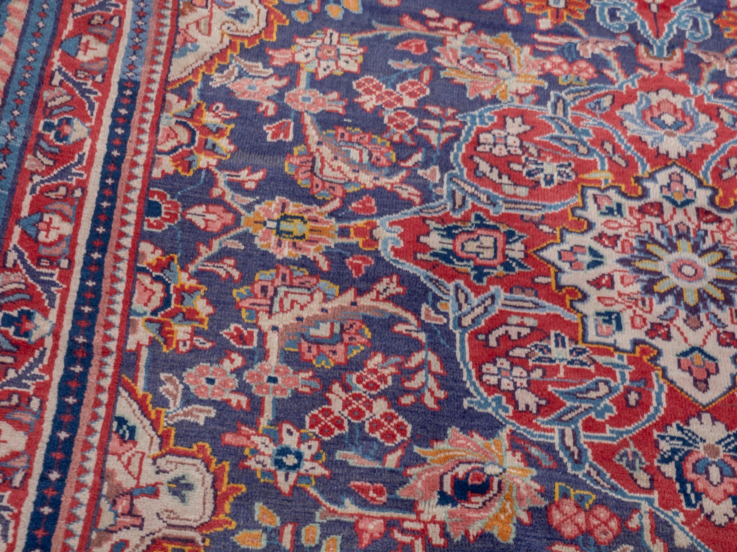 Persian Mahal area rug in navy and deep red, view 9 of 21