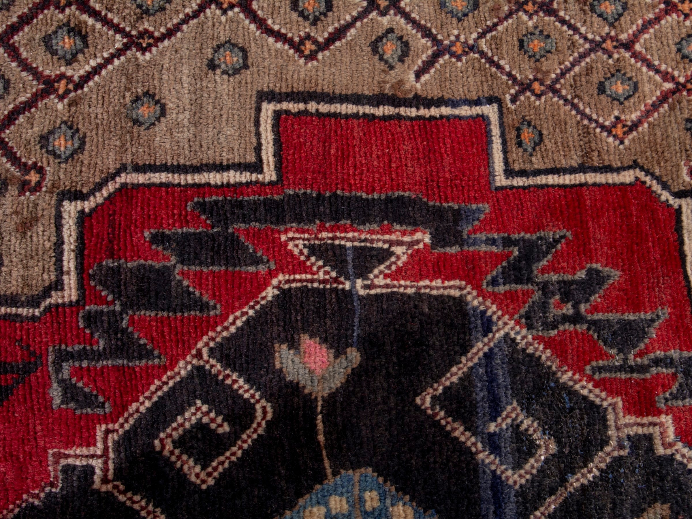 Persian Songhor area rug in beige and deep red, view 13 of 18