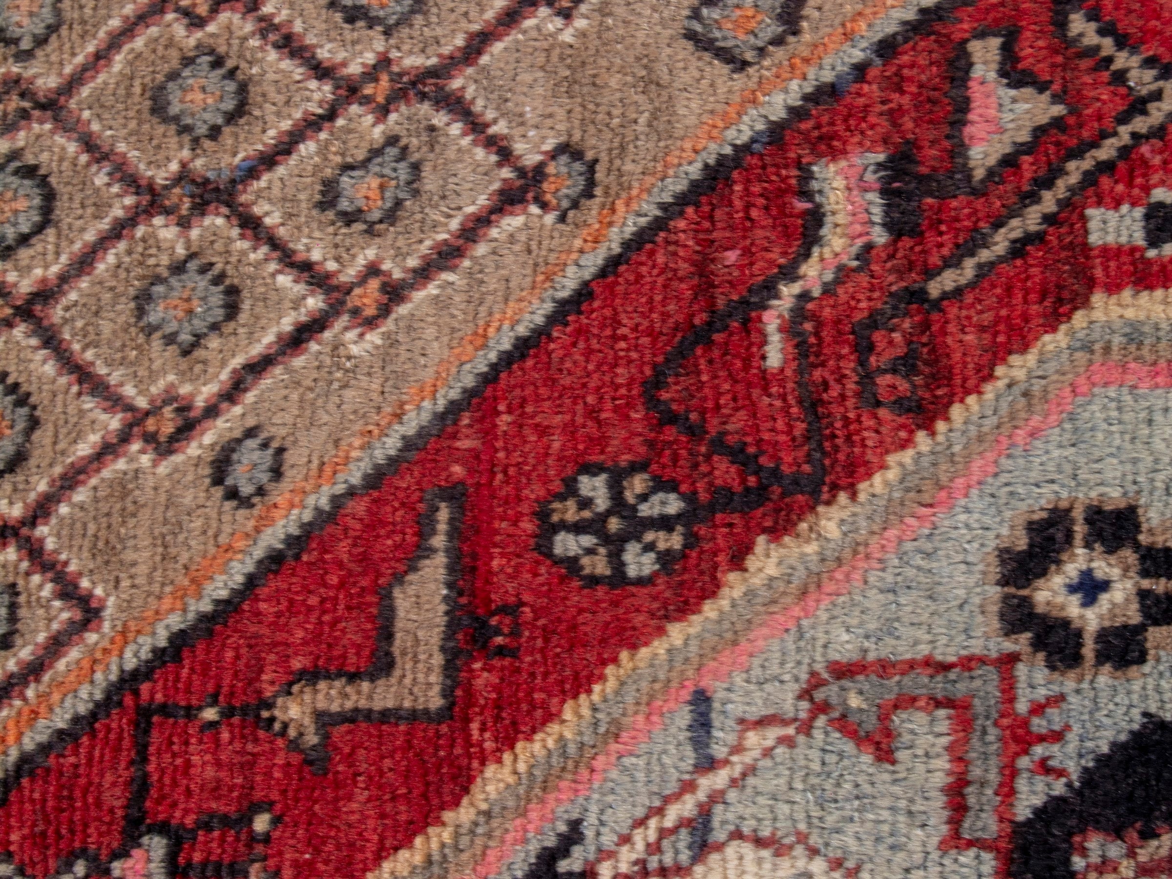 Persian Songhor area rug in beige and deep red, view 14 of 18