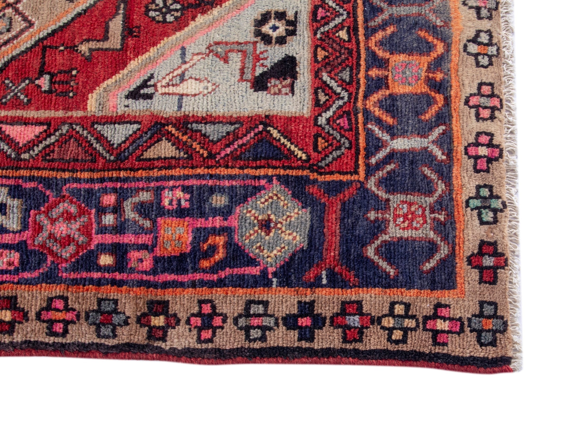 Persian Songhor area rug in beige and deep red, view 10 of 18