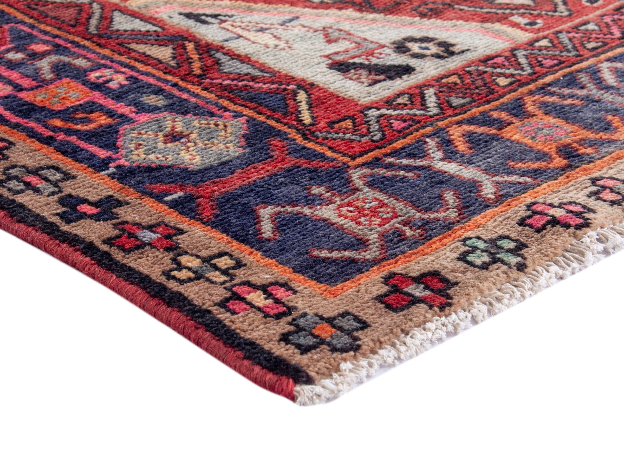 Persian Songhor area rug in beige and deep red, view 5 of 18