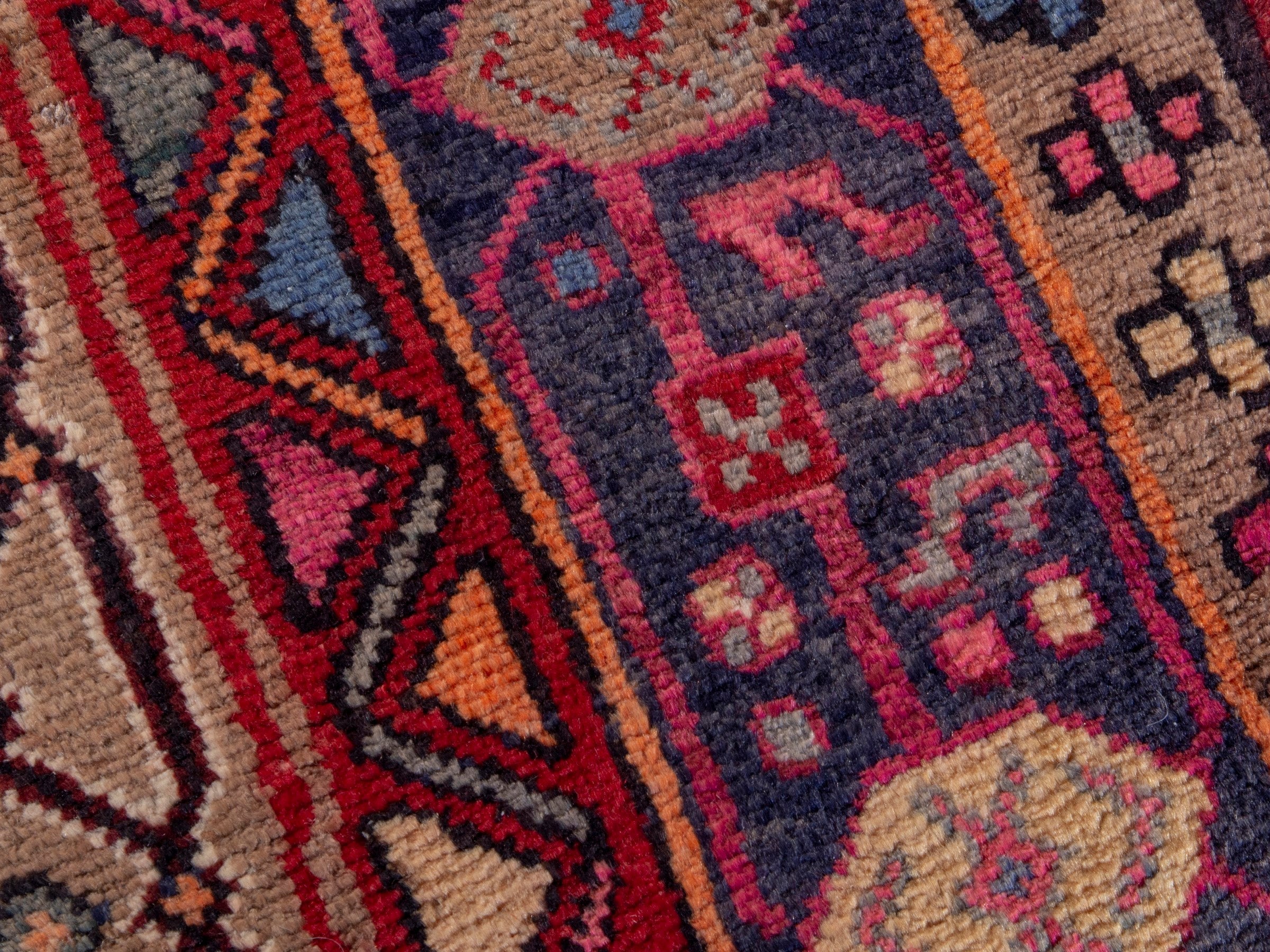 Persian Songhor area rug in beige and deep red, view 9 of 18