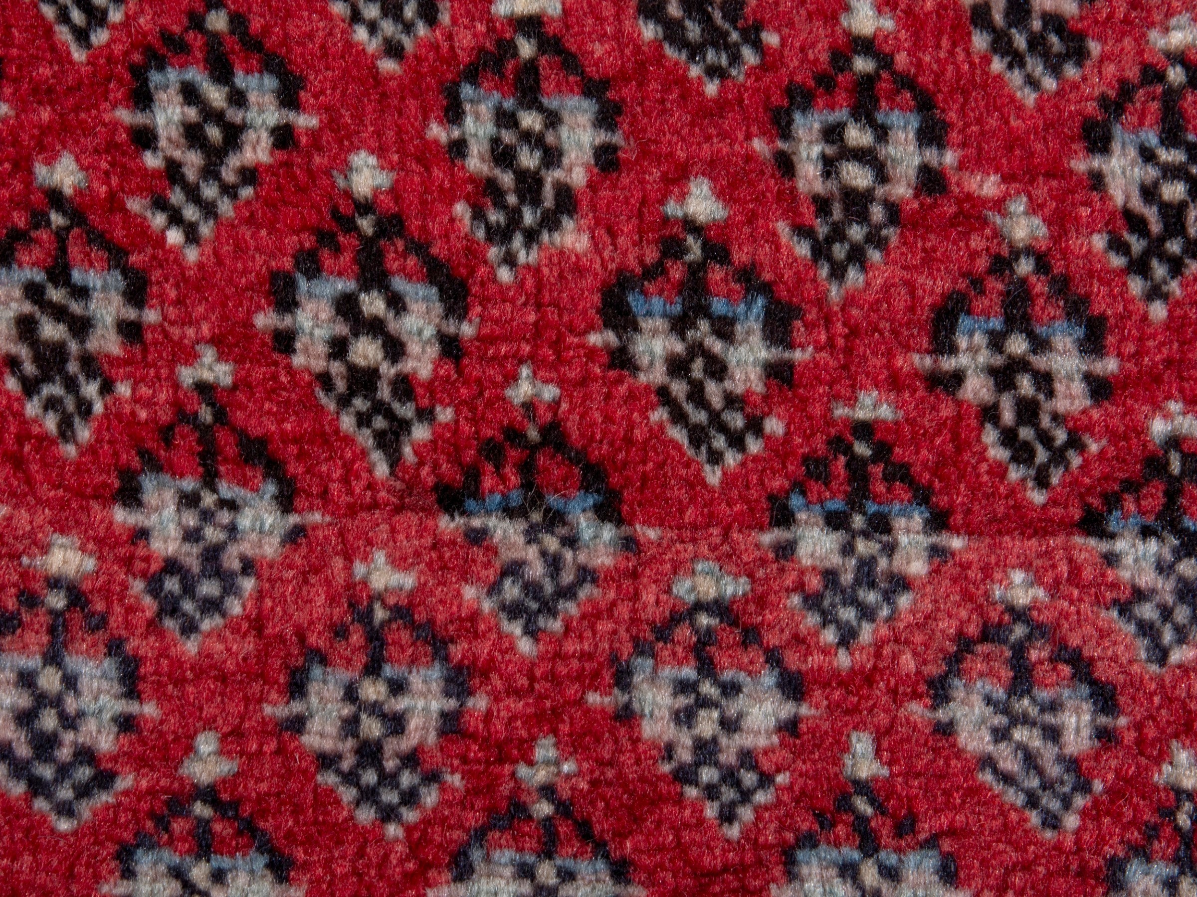 Persian Botteh area rug in deep red and cream, view 12 of 17