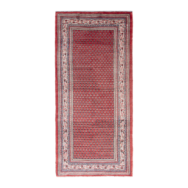 Persian Botteh runner rug in deep red and cream, 4'5" x 9'7"