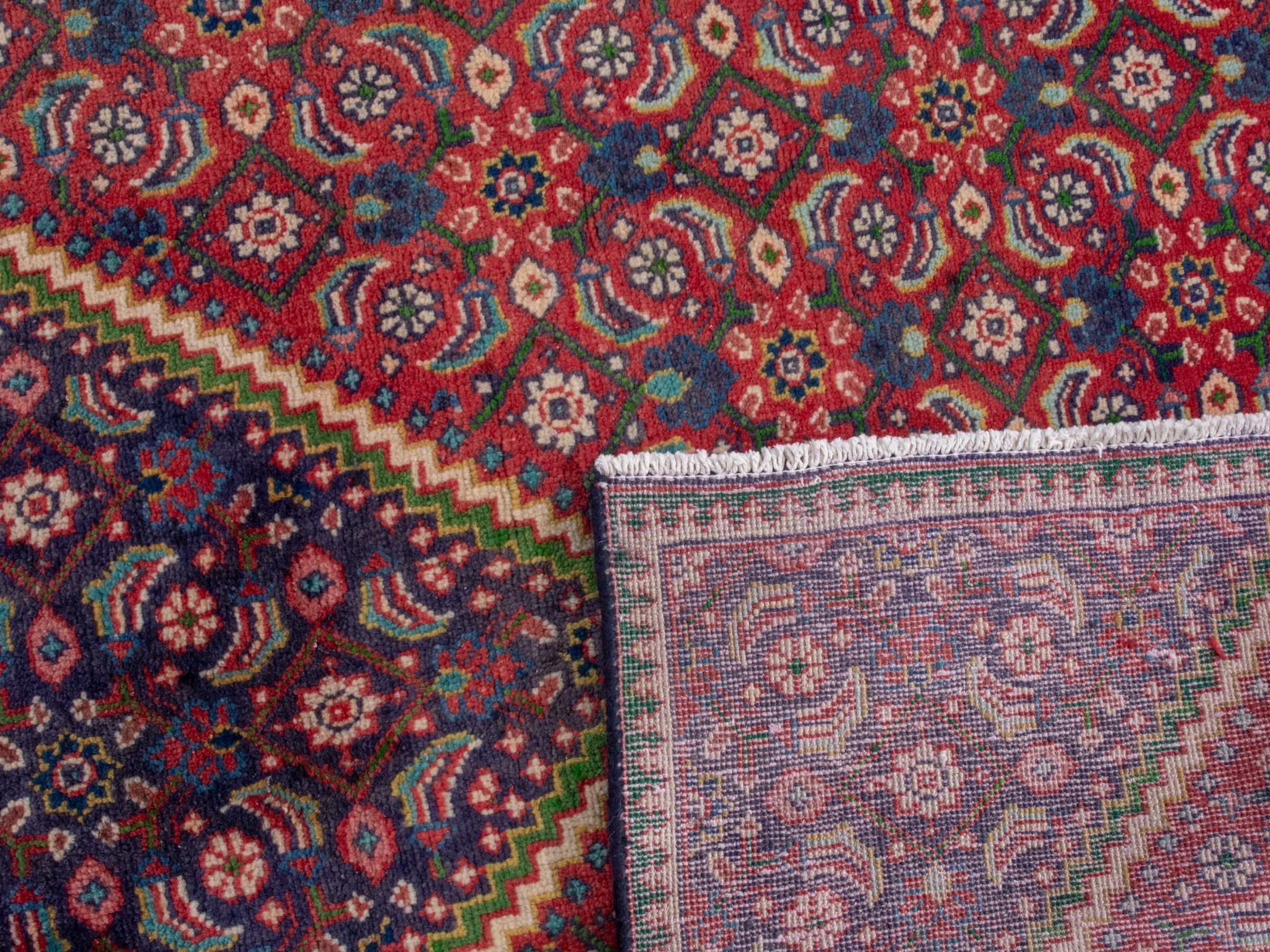 Persian Mahal area rug in rust and plum, view 19 of 19