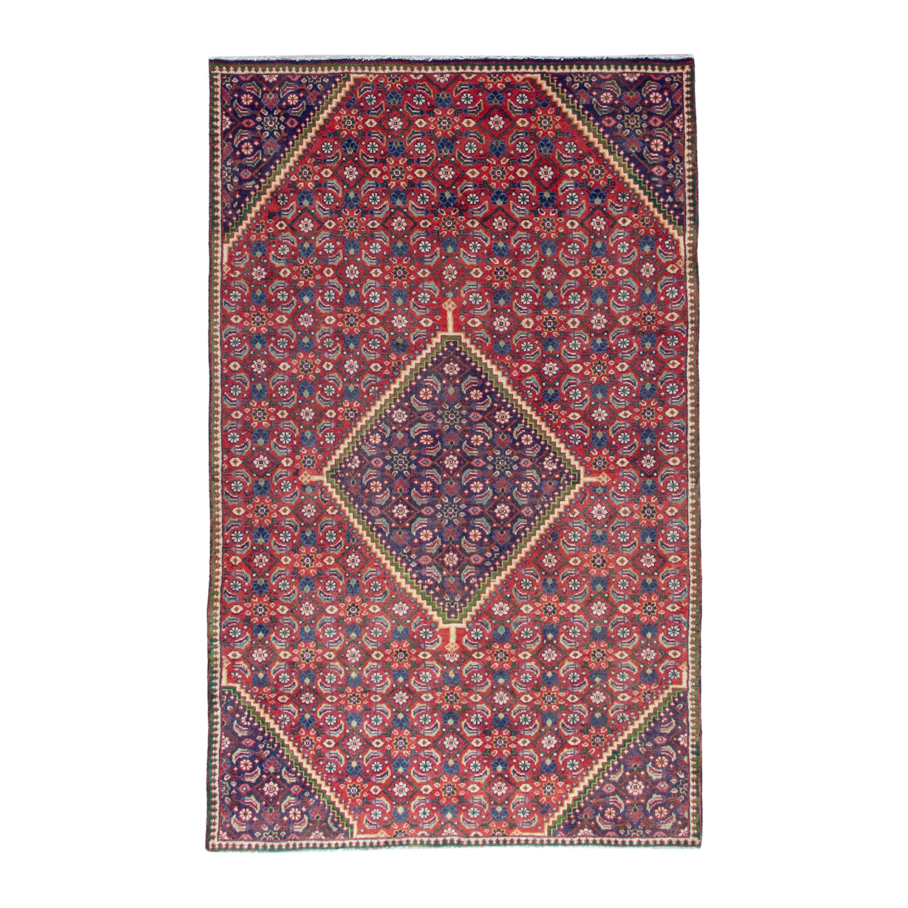 Persian Mahal area rug in rust and plum, 4'11" x 8'2"