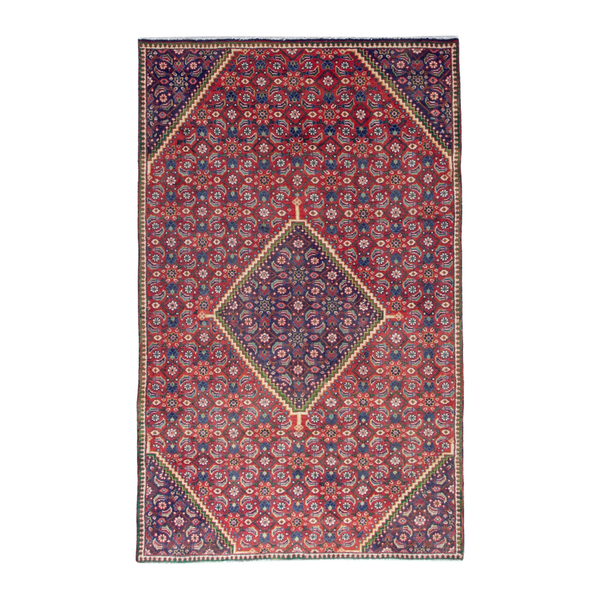 Persian Mahal area rug in rust and plum, 4'11" x 8'2"