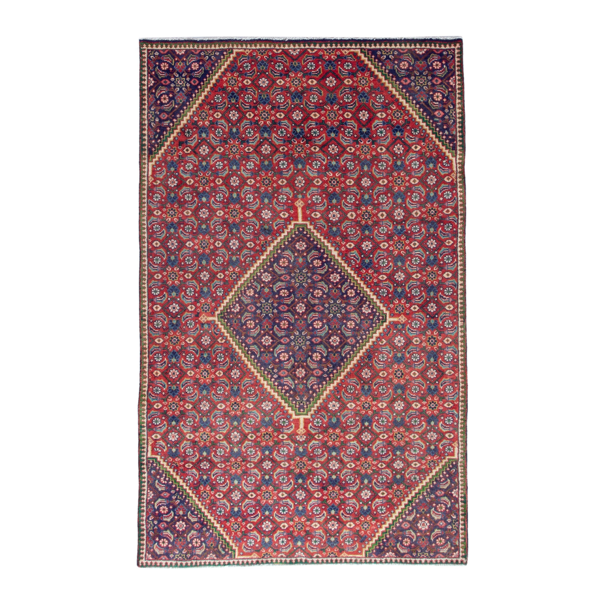 Persian Mahal area rug in rust and plum, 4'11" x 8'2"