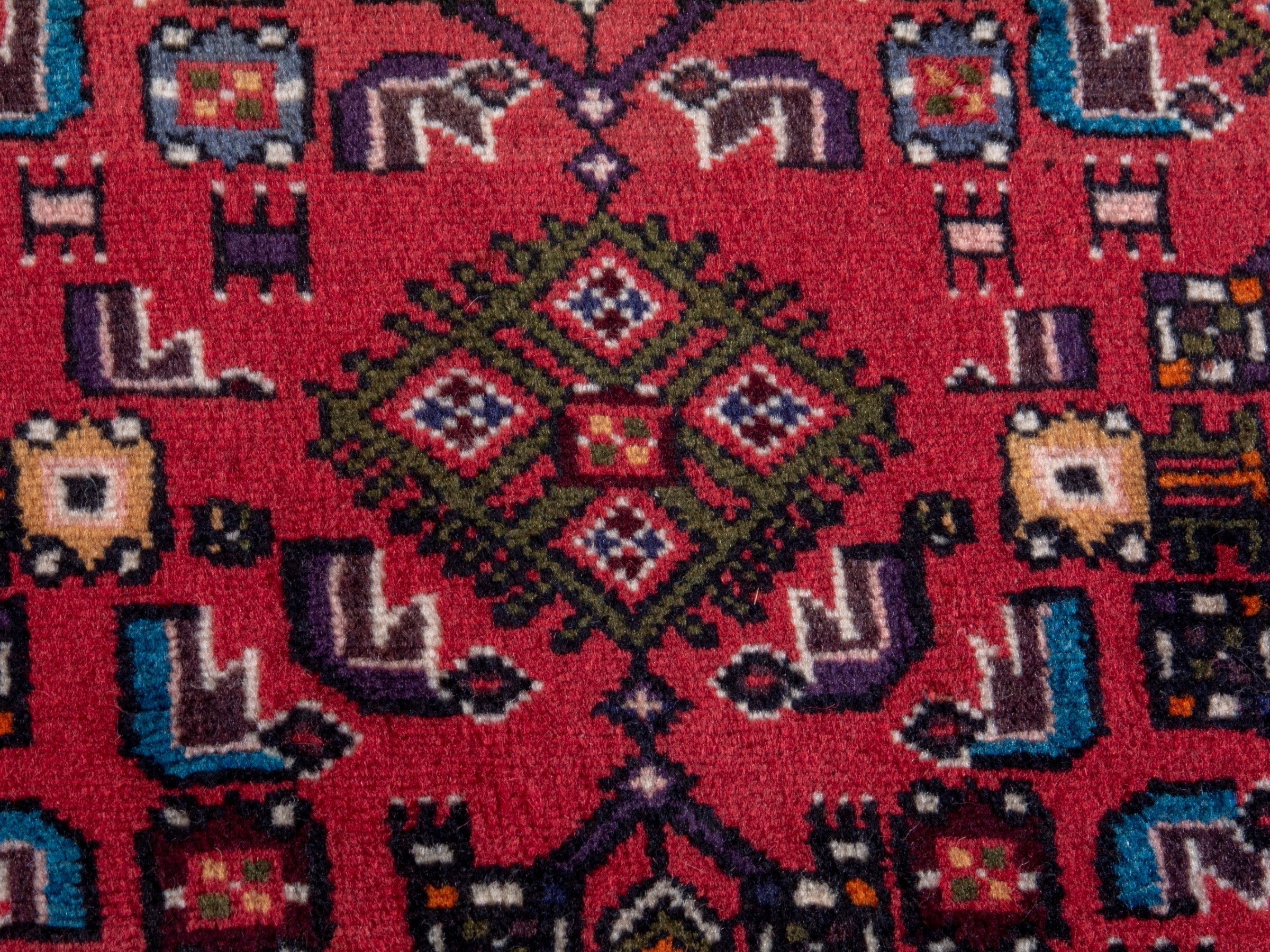 Persian Hamedan area rug in deep red and navy, view 12 of 20