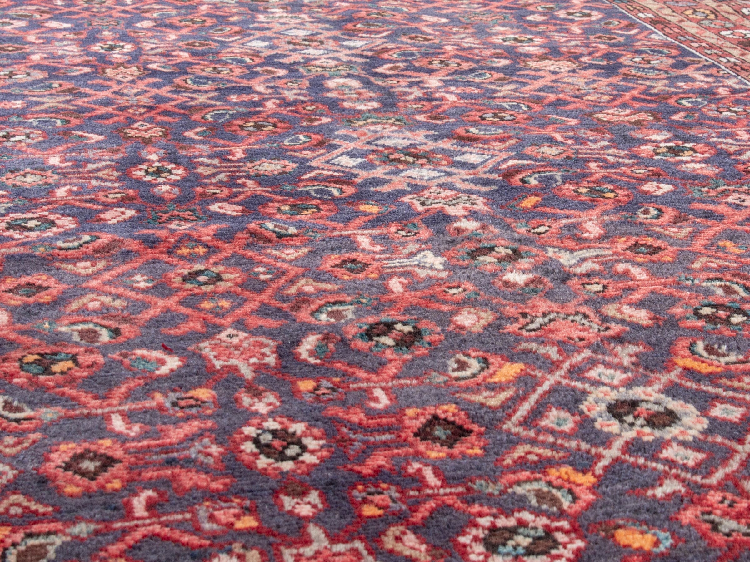 Persian Mahal area rug in burgundy and navy, view 8 of 18