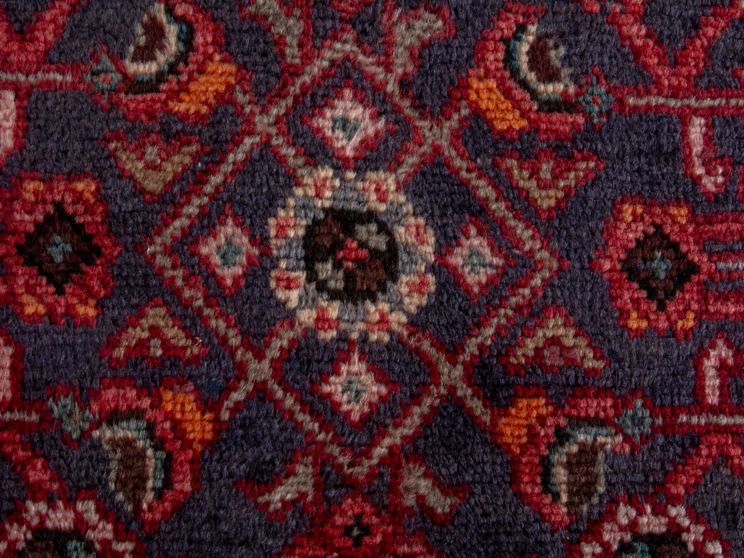 Persian Mahal area rug in burgundy and navy, view 13 of 18