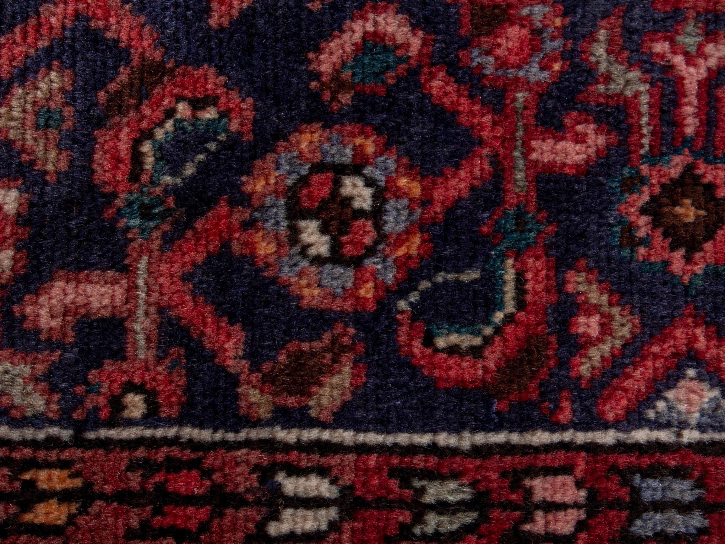 Persian Mahal area rug in burgundy and navy, view 14 of 18