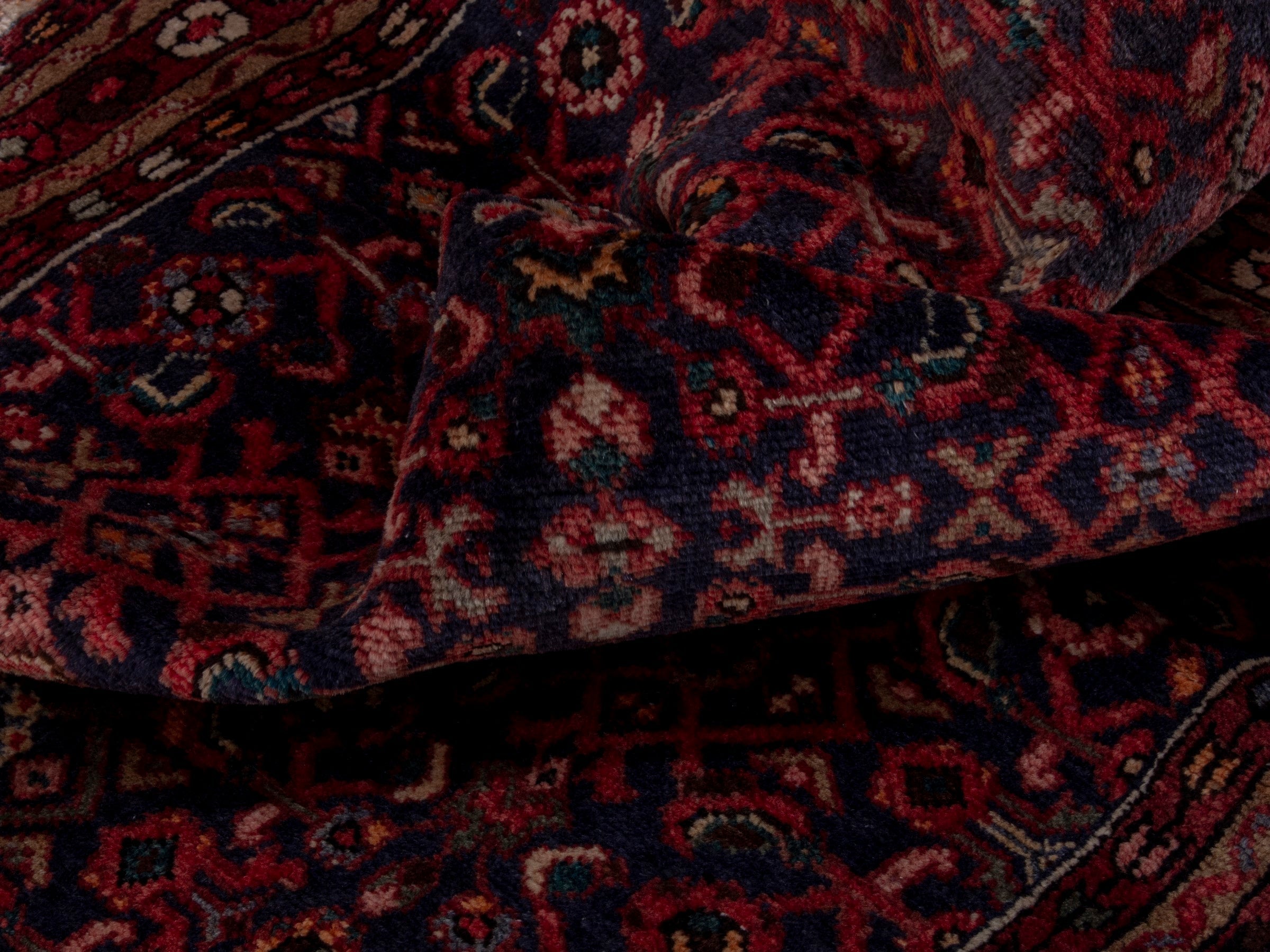Persian Mahal area rug in burgundy and navy, view 16 of 18