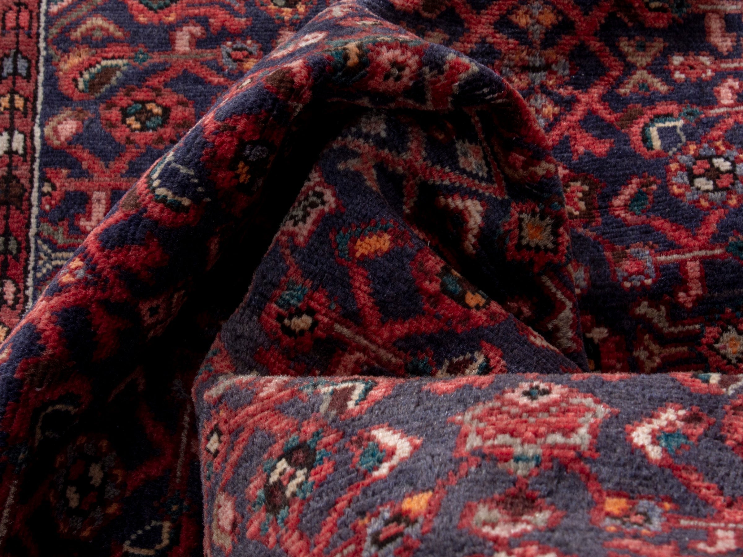 Persian Mahal area rug in burgundy and navy, view 17 of 18
