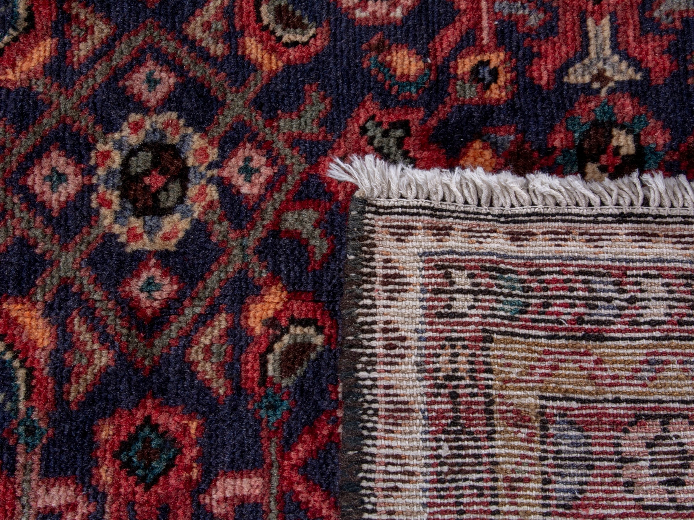 Persian Mahal area rug in burgundy and navy, view 18 of 18