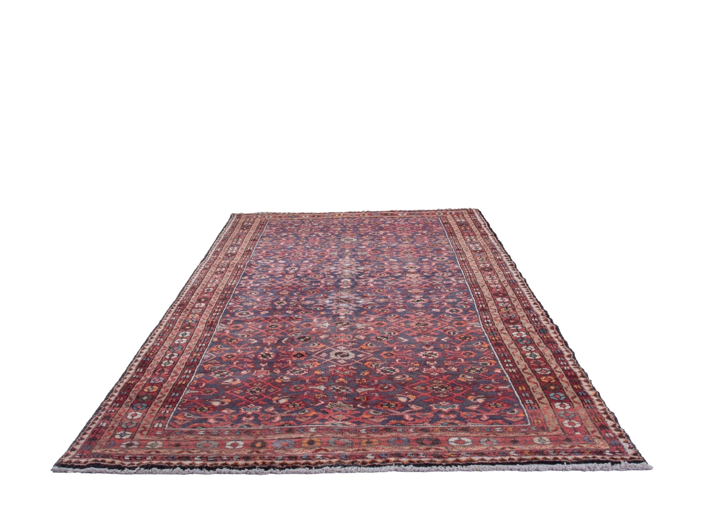 Persian Mahal area rug in burgundy and navy, view 3 of 18