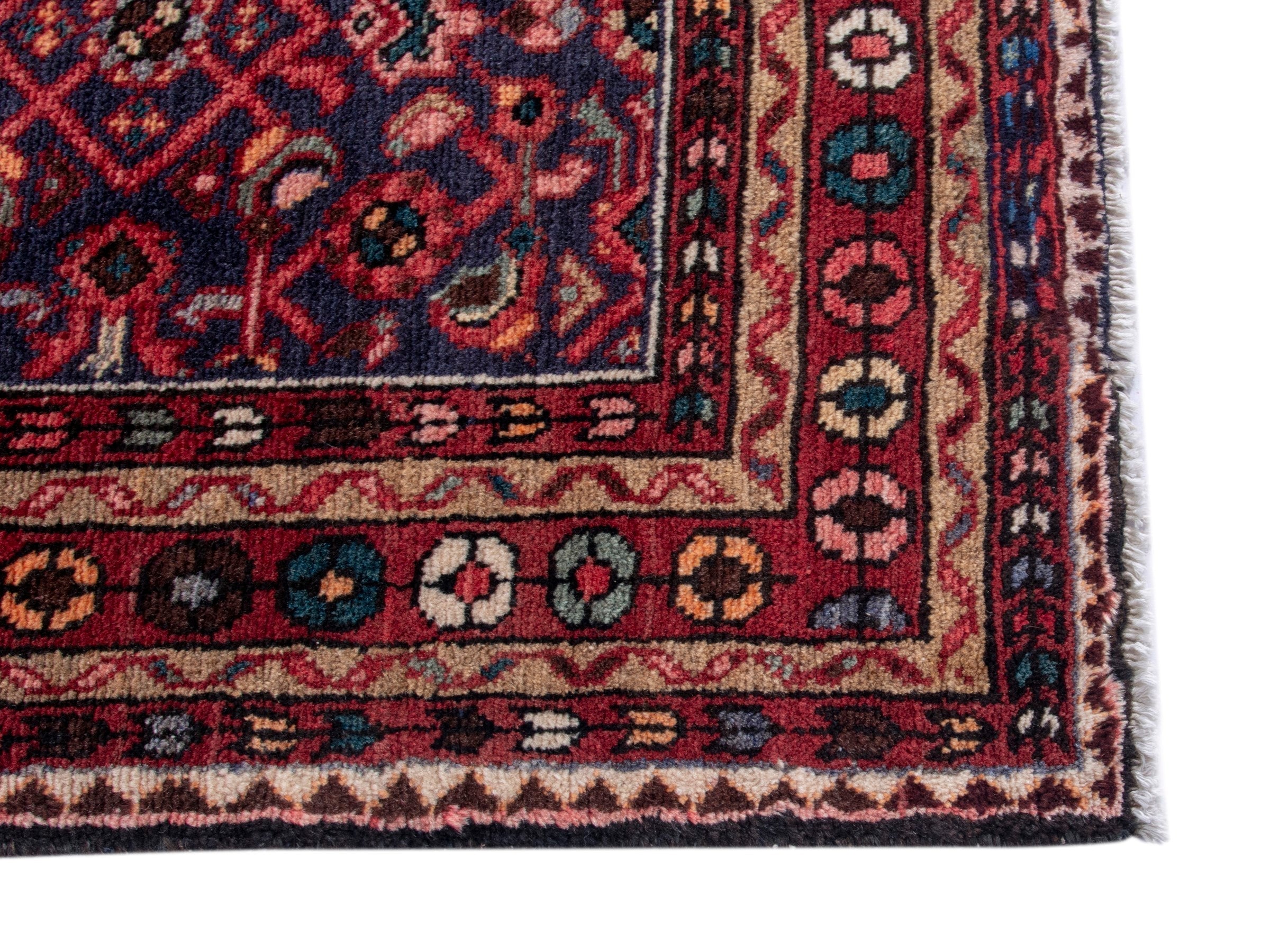 Persian Mahal area rug in burgundy and navy, view 10 of 18