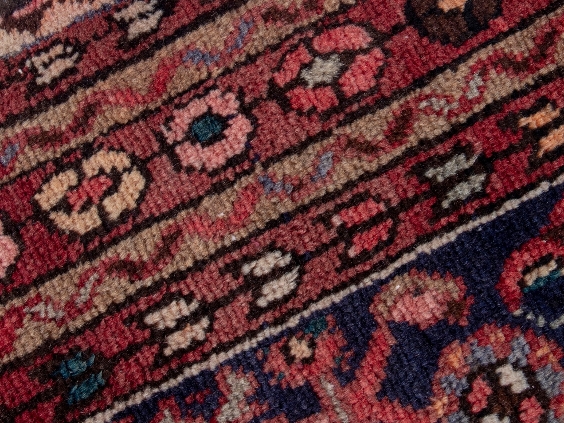 Persian Mahal area rug in burgundy and navy, view 9 of 18