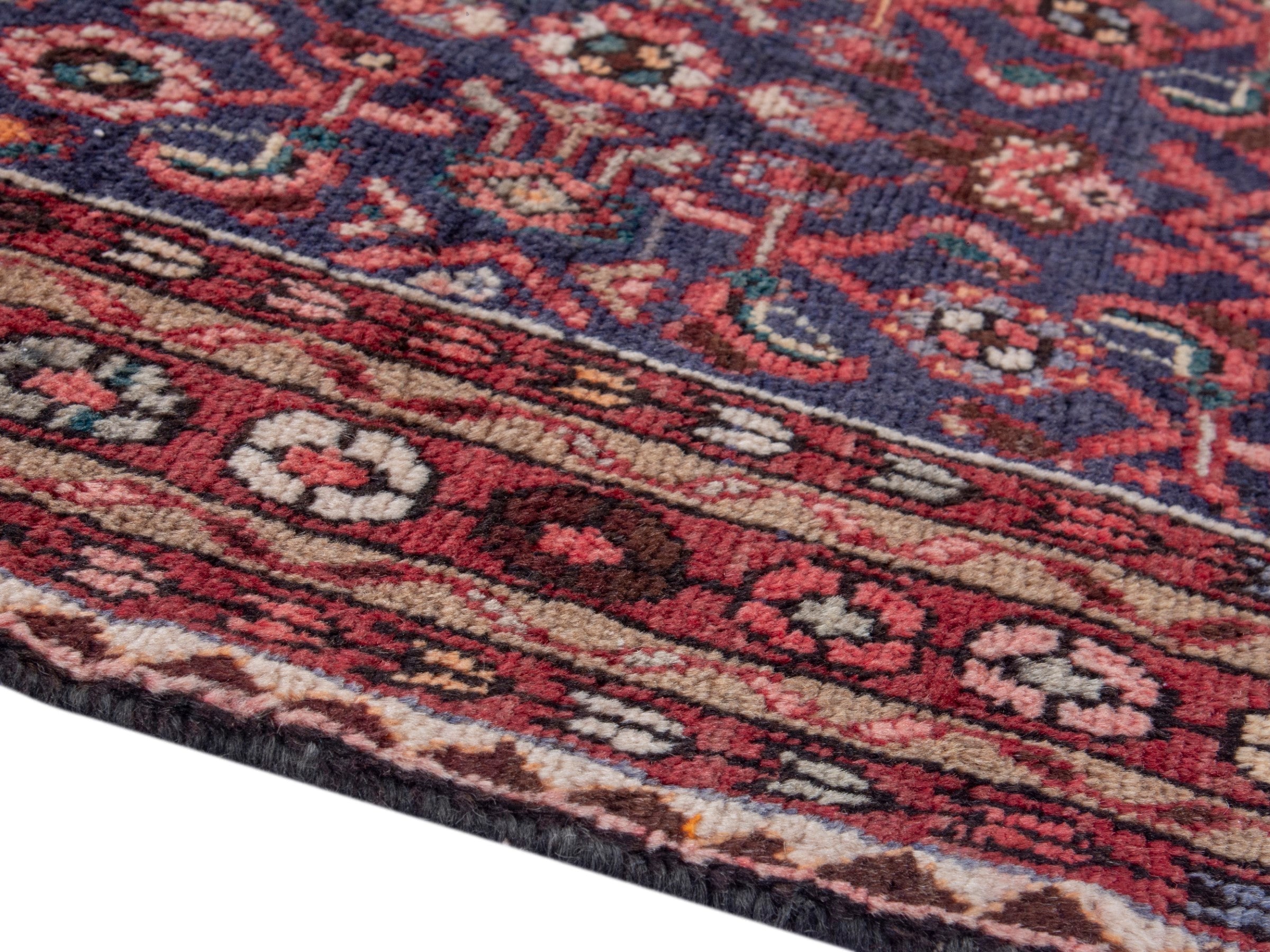 Persian Mahal area rug in burgundy and navy, view 6 of 18