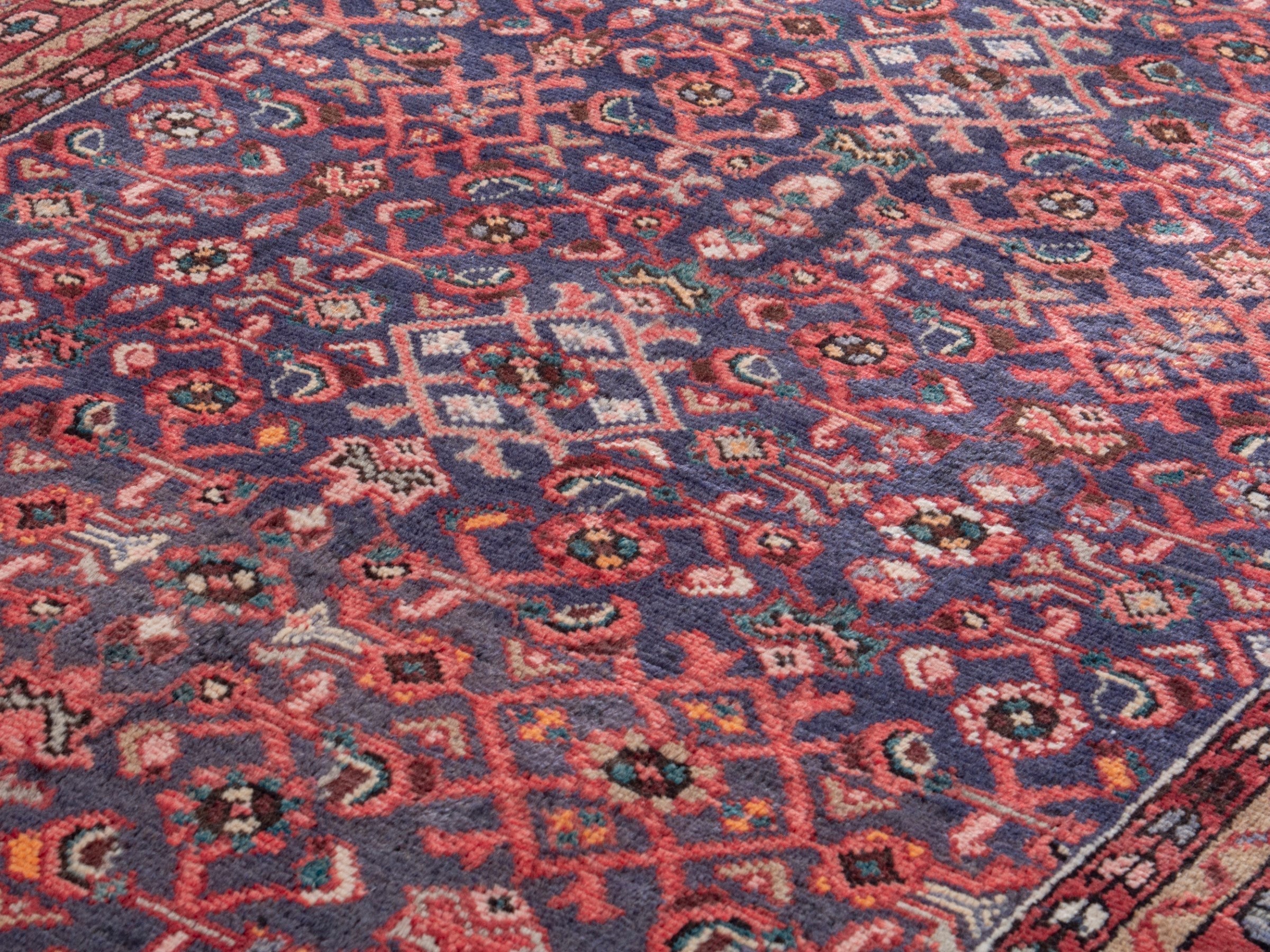 Persian Mahal area rug in burgundy and navy, view 7 of 18