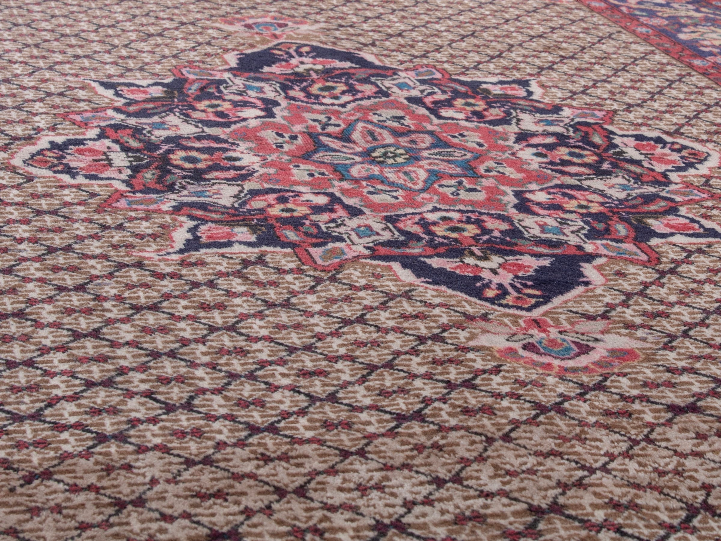 Persian Songhor area rug in cream and burgundy, view 8 of 18