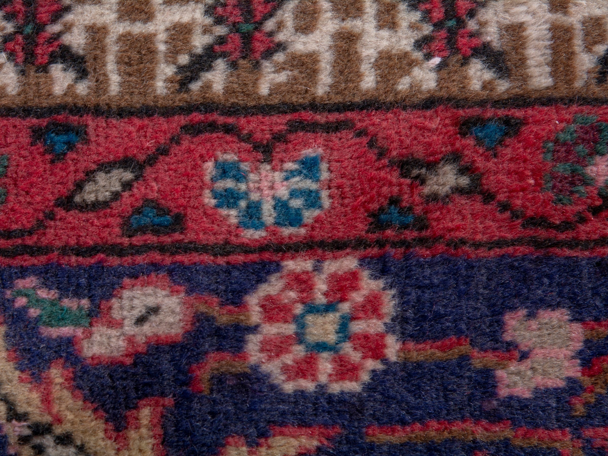 Persian Songhor area rug in cream and burgundy, view 14 of 18