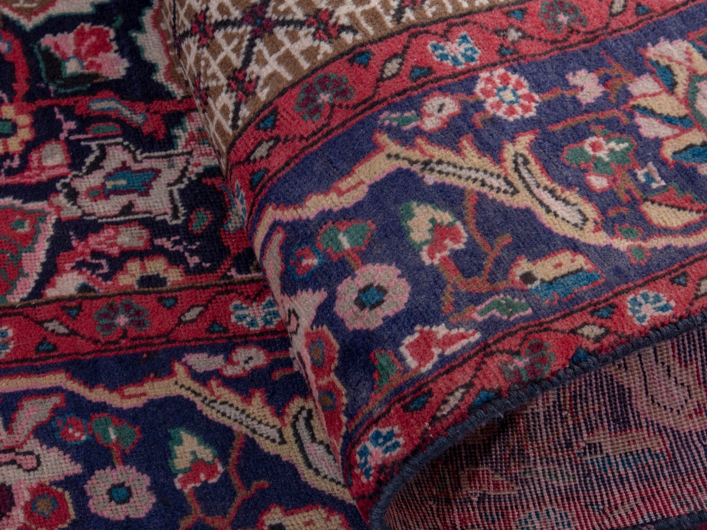 Persian Songhor area rug in cream and burgundy, view 15 of 18