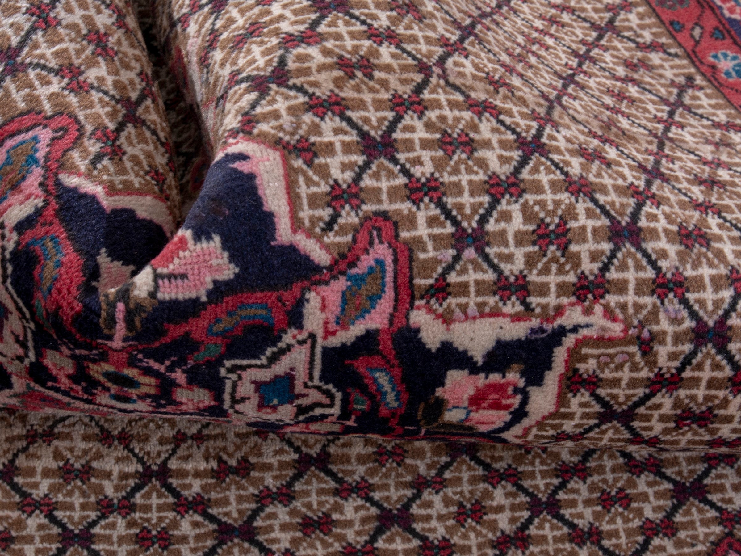Persian Songhor area rug in cream and burgundy, view 16 of 18