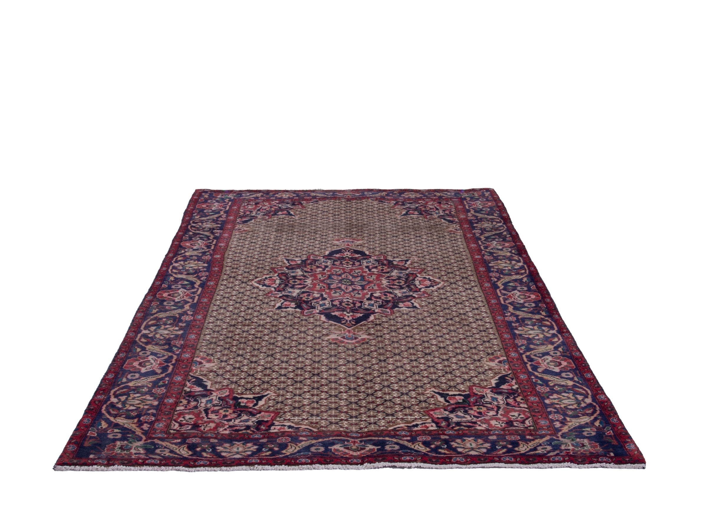 Persian Songhor area rug in cream and burgundy, view 2 of 18