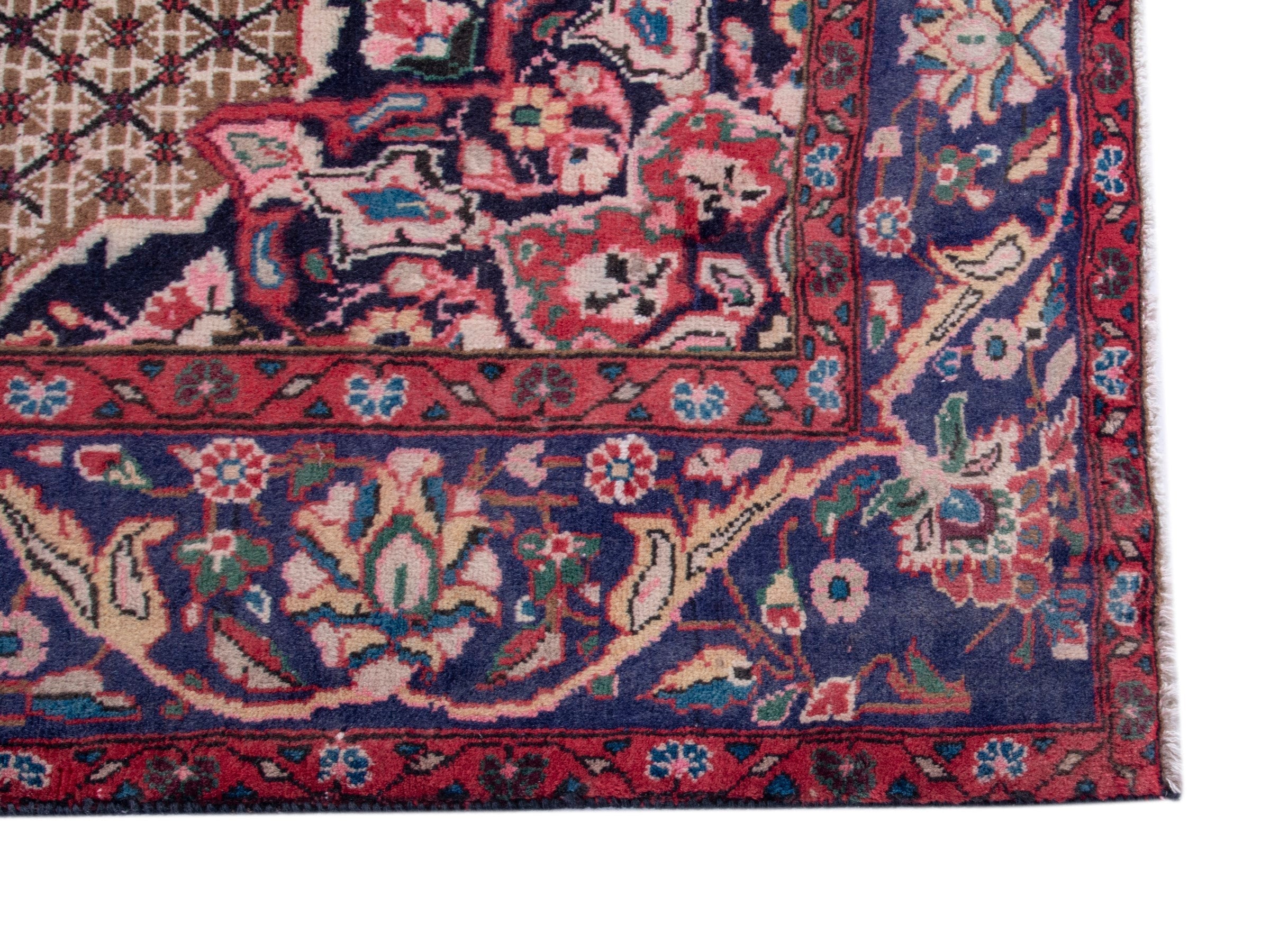 Persian Songhor area rug in cream and burgundy, view 10 of 18