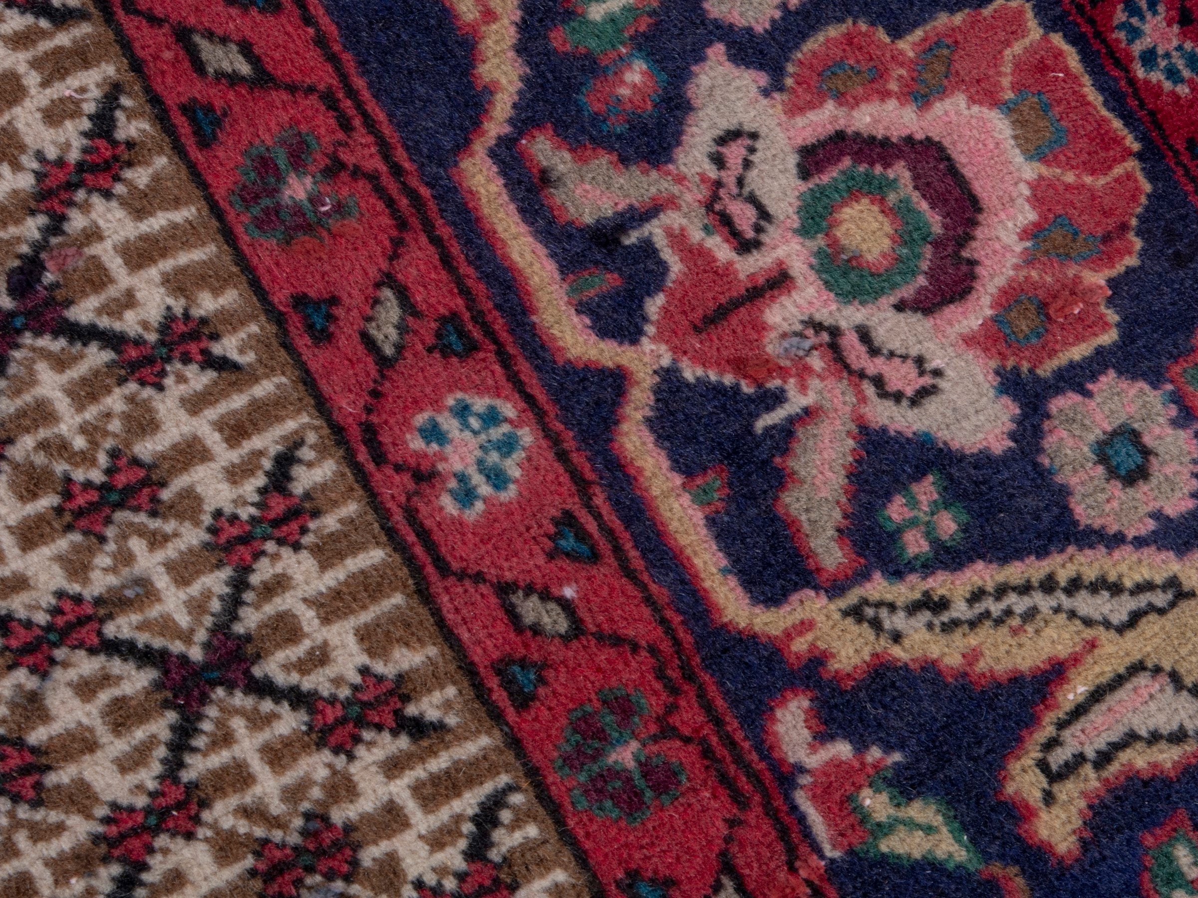 Persian Songhor area rug in cream and burgundy, view 9 of 18