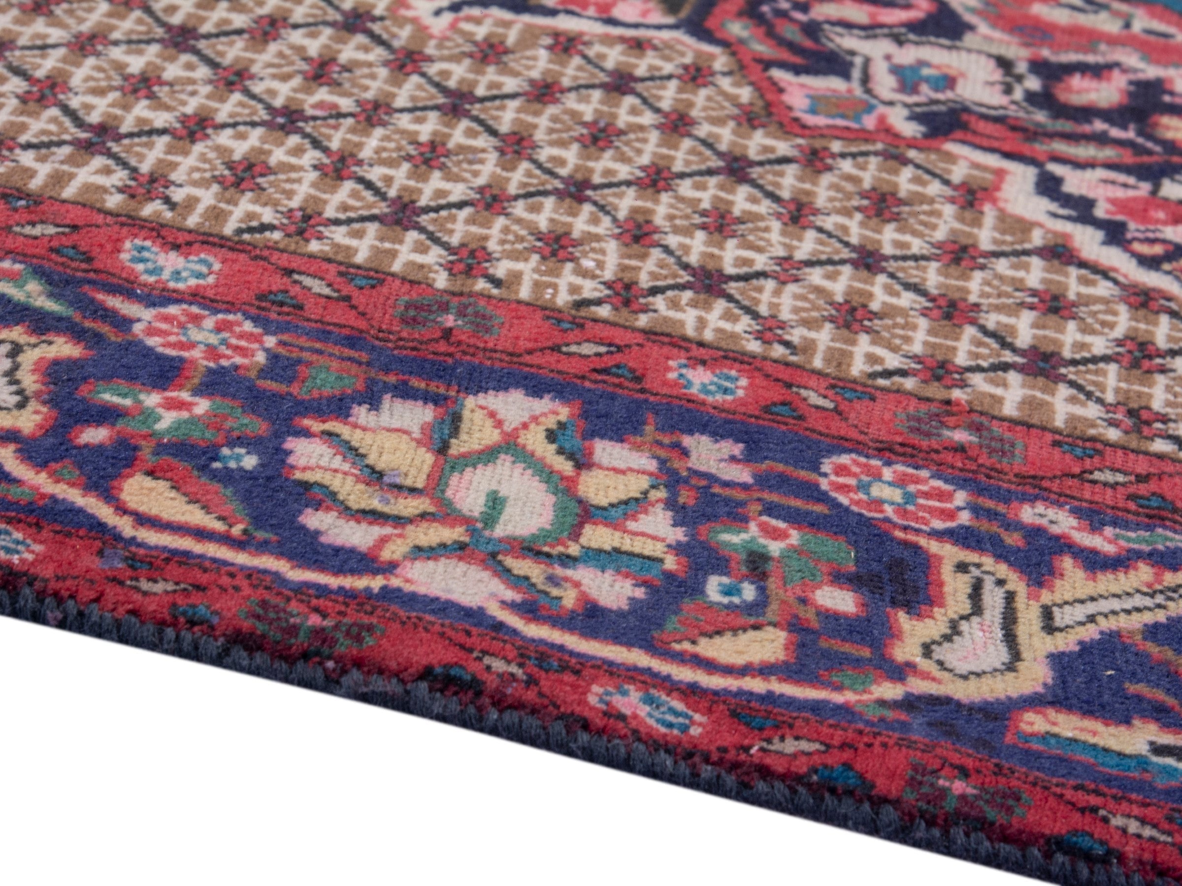 Persian Songhor area rug in cream and burgundy, view 6 of 18