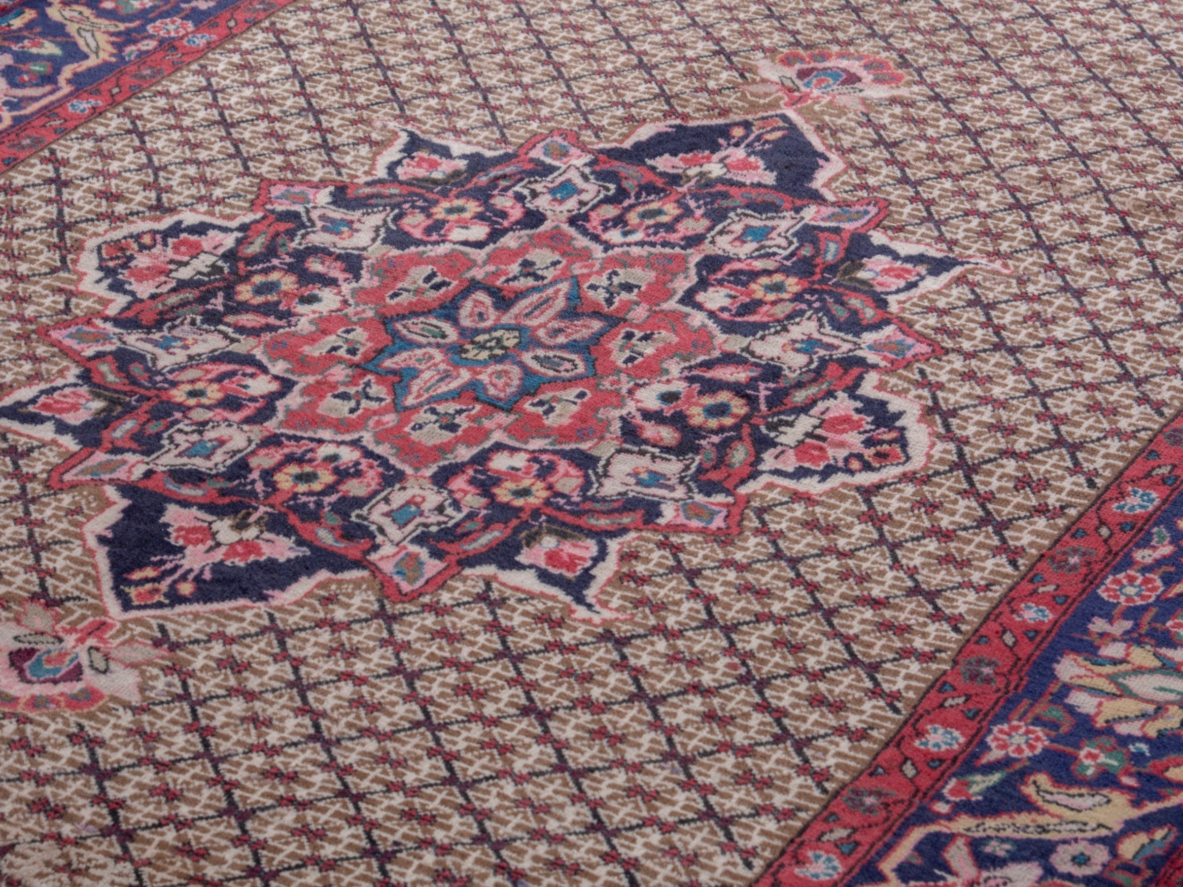 Persian Songhor area rug in cream and burgundy, view 7 of 18